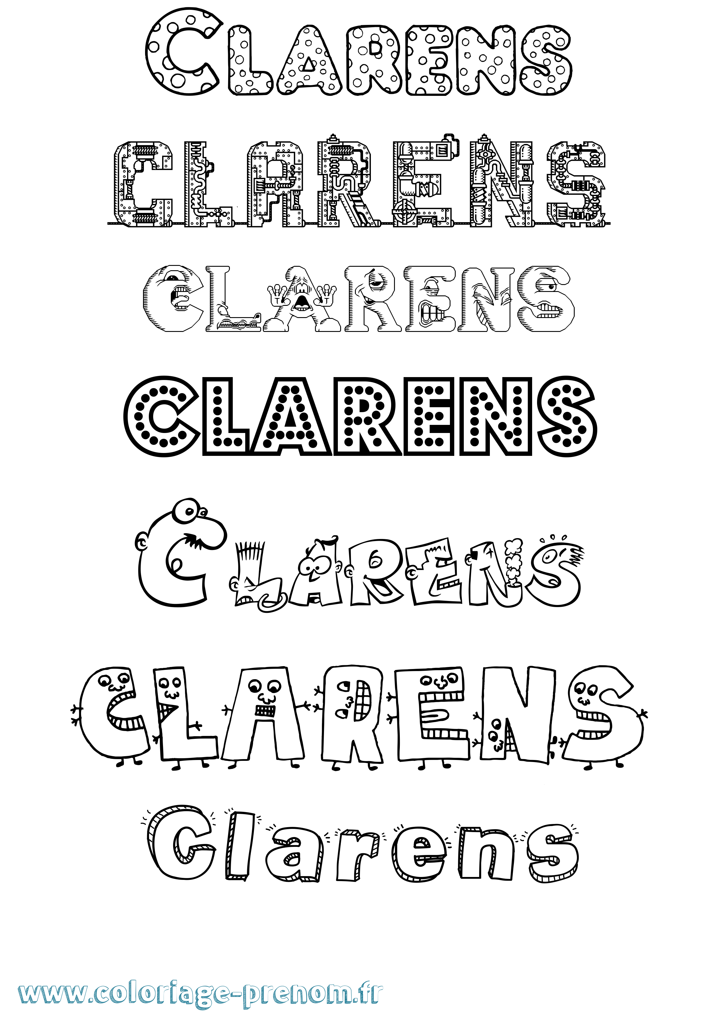 Coloriage Clarens Fun Coloriage prénom Clarens Fun