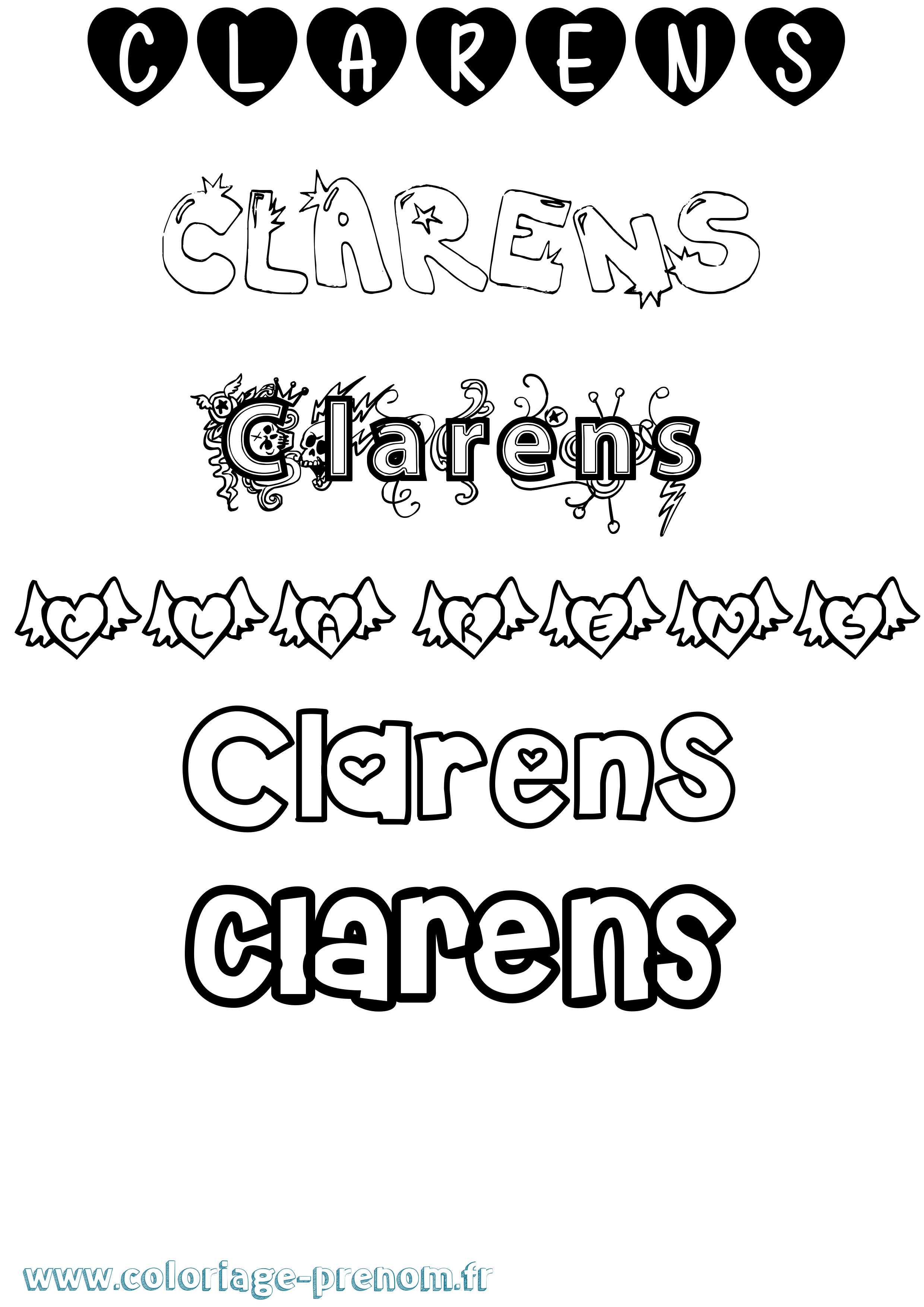 Coloriage Clarens Girly Coloriage prénom Clarens Girly