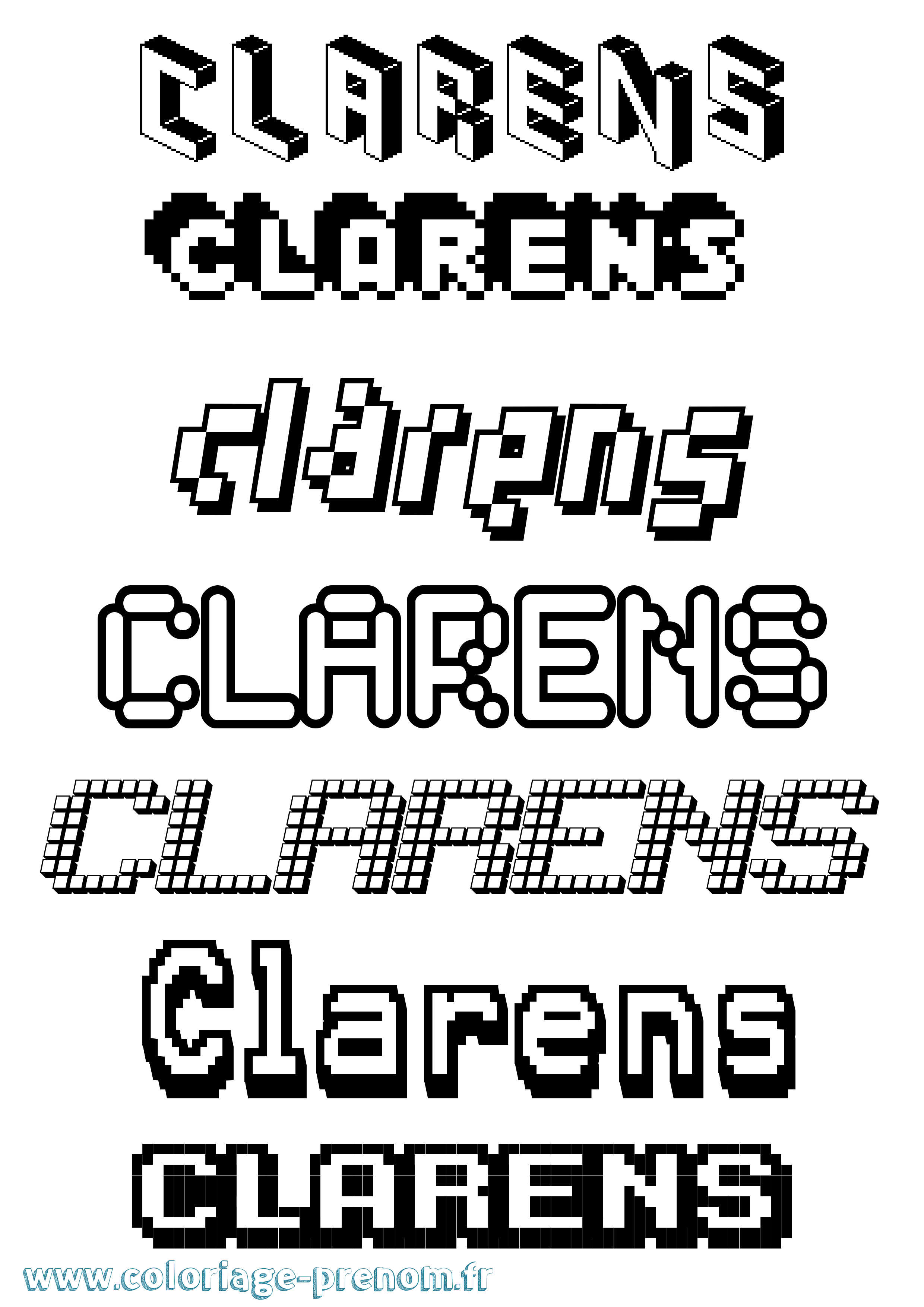 Coloriage Clarens Pixel Coloriage prénom Clarens Pixel