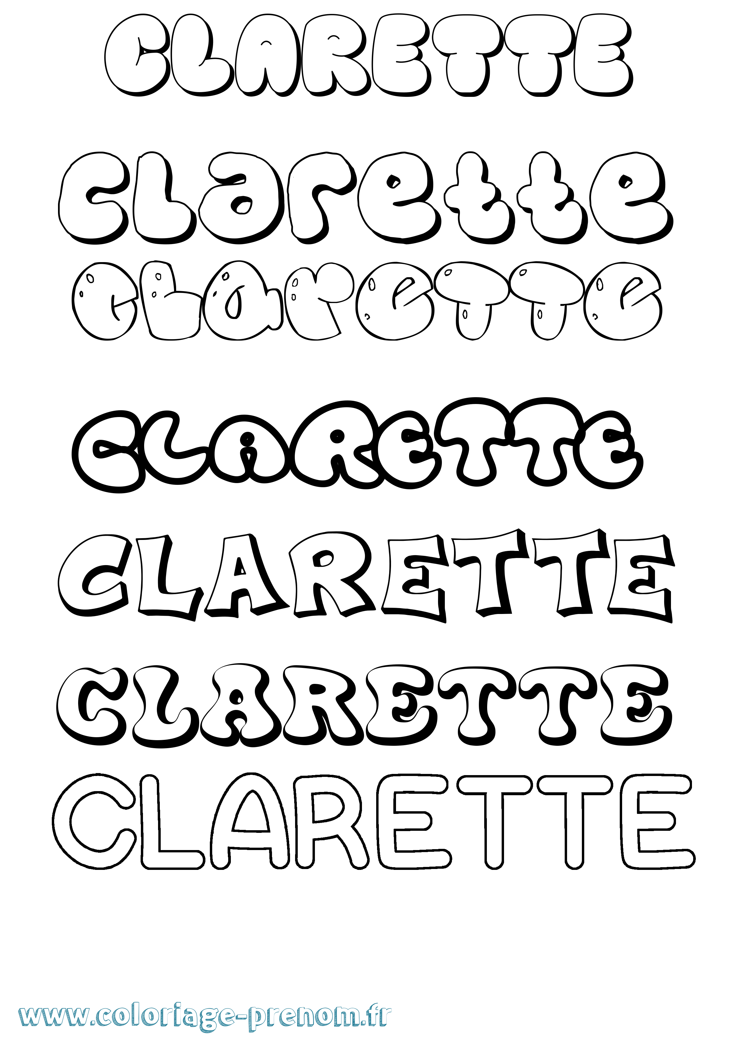 Coloriage Clarette Bubble Coloriage prénom Clarette Bubble