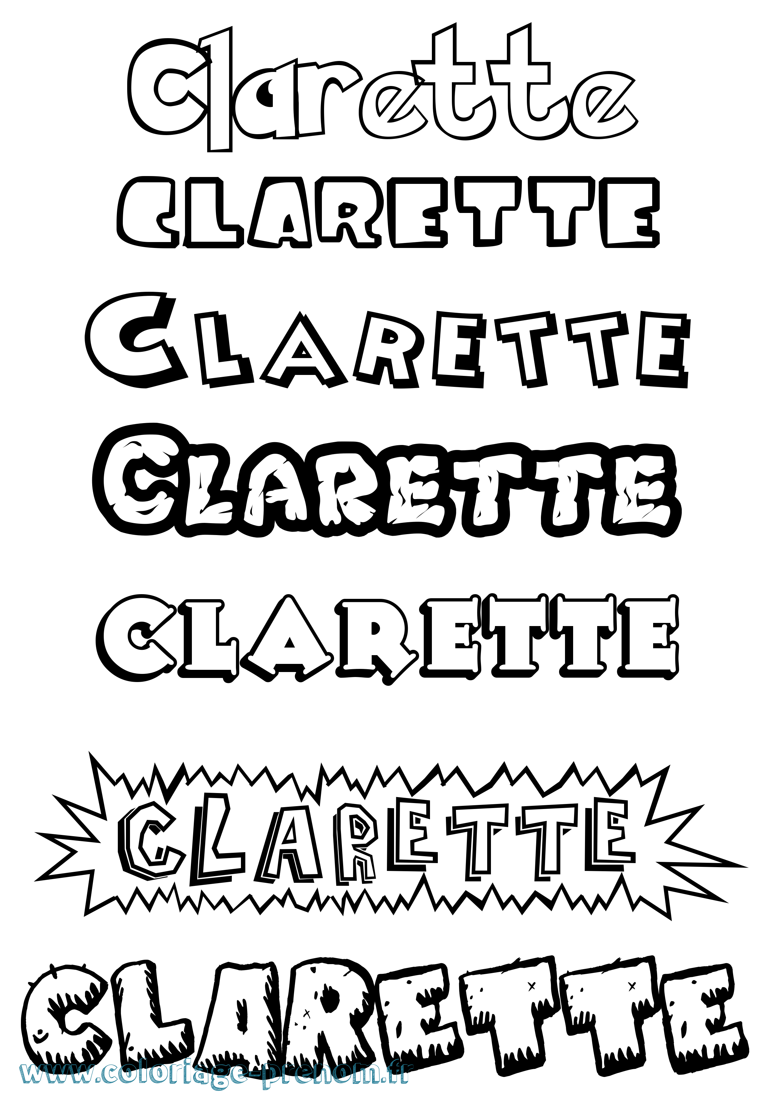 Coloriage Clarette Dessin Animé Coloriage prénom Clarette Dessin Animé