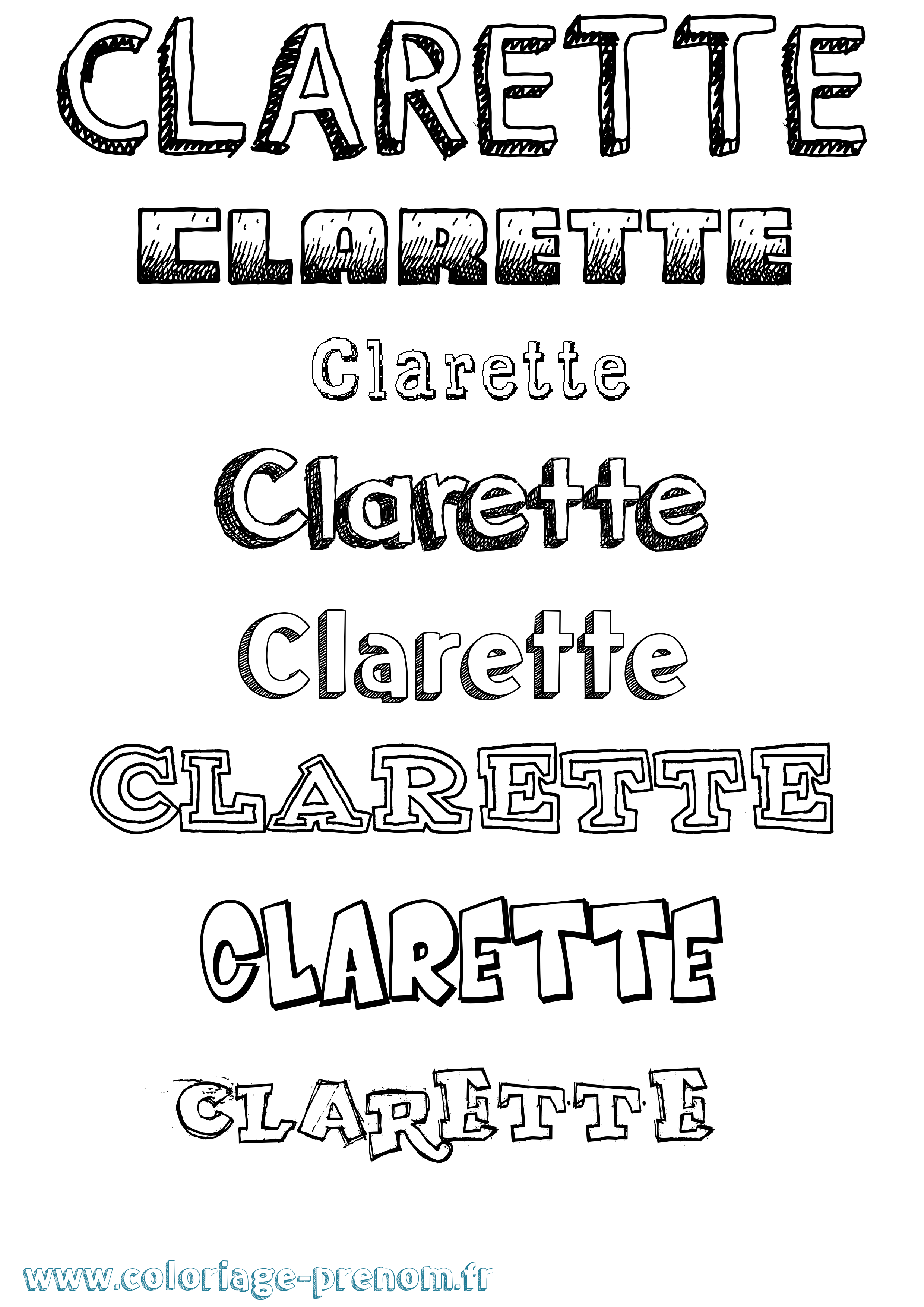 Coloriage Clarette Dessiné Coloriage prénom Clarette Dessiné