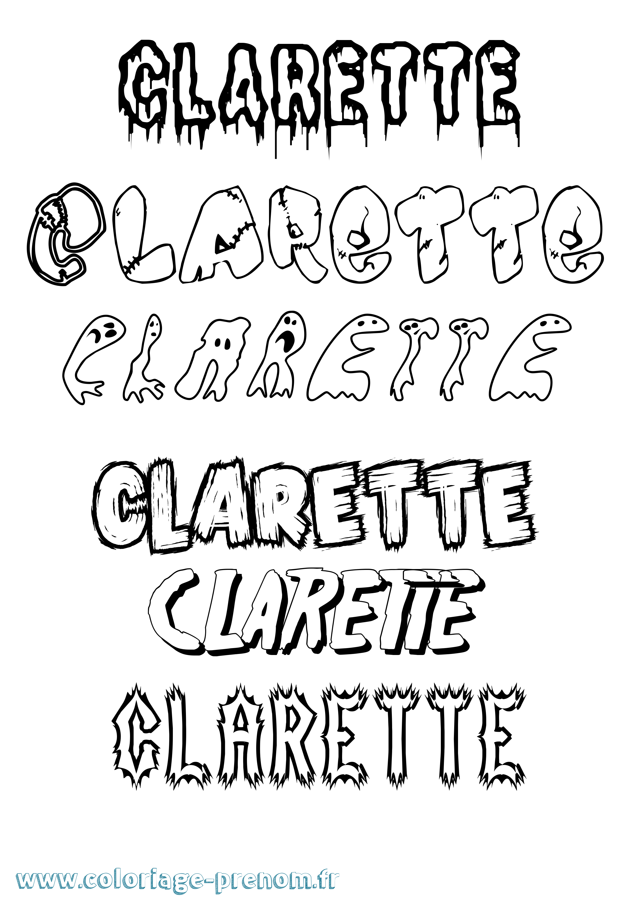 Coloriage Clarette Frisson Coloriage prénom Clarette Frisson