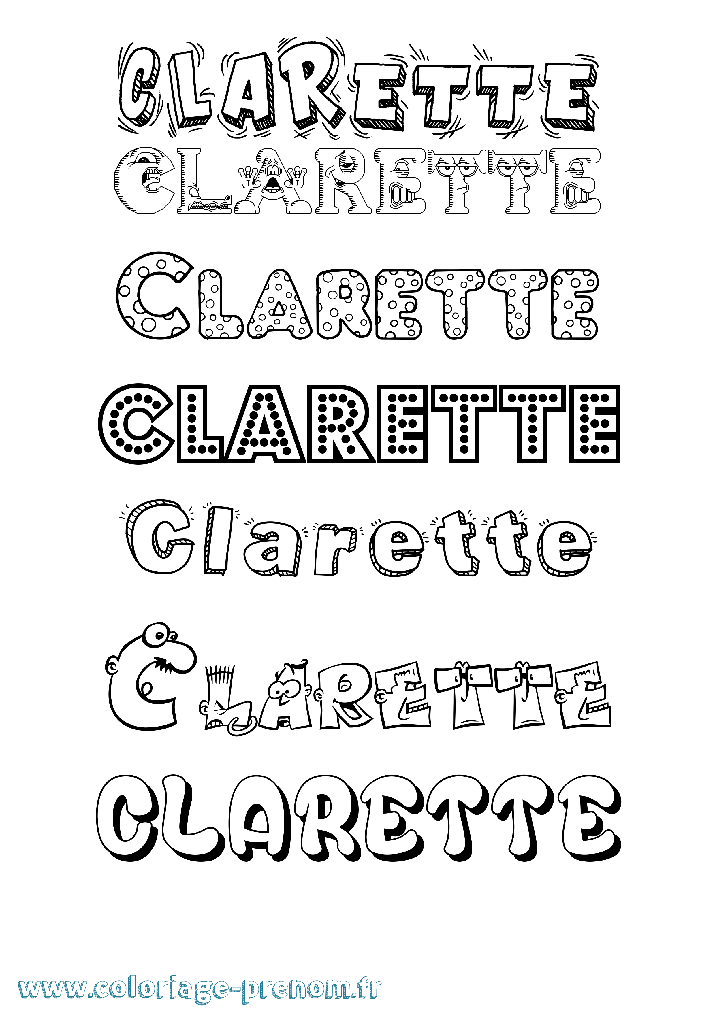 Coloriage Clarette Fun Coloriage prénom Clarette Fun