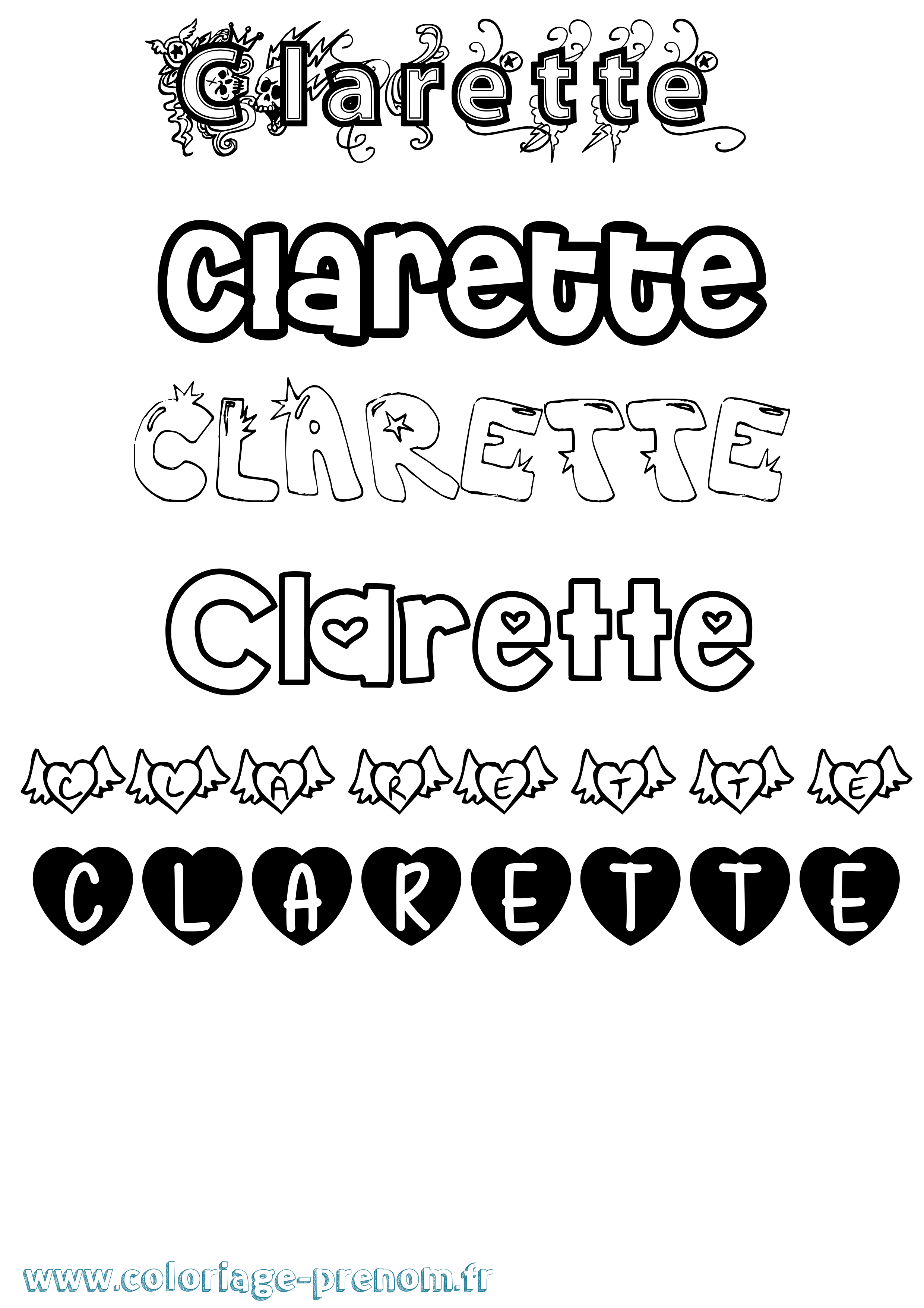 Coloriage Clarette Girly Coloriage prénom Clarette Girly