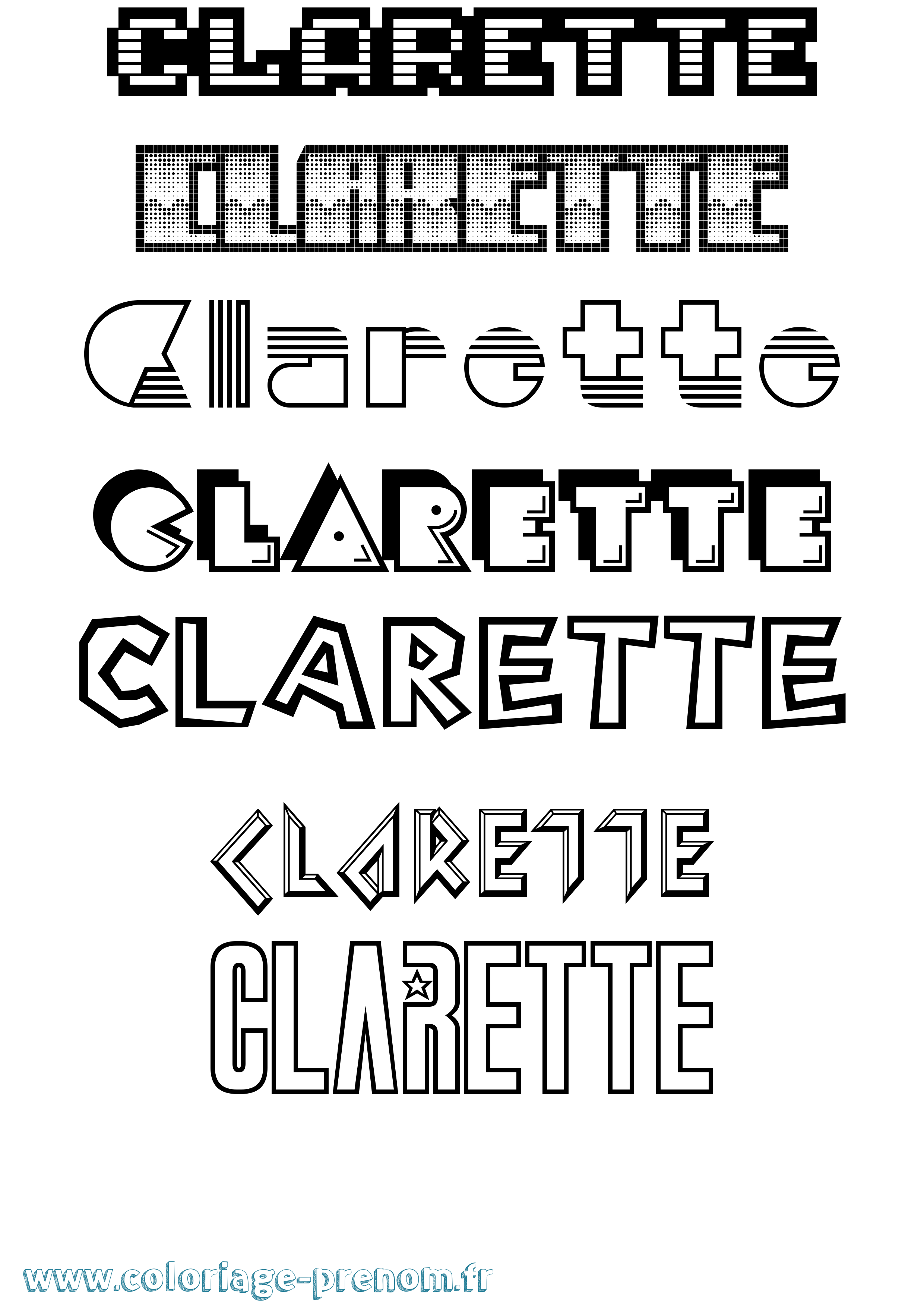 Coloriage Clarette Jeux Vidéos Coloriage prénom Clarette Jeux Vidéos