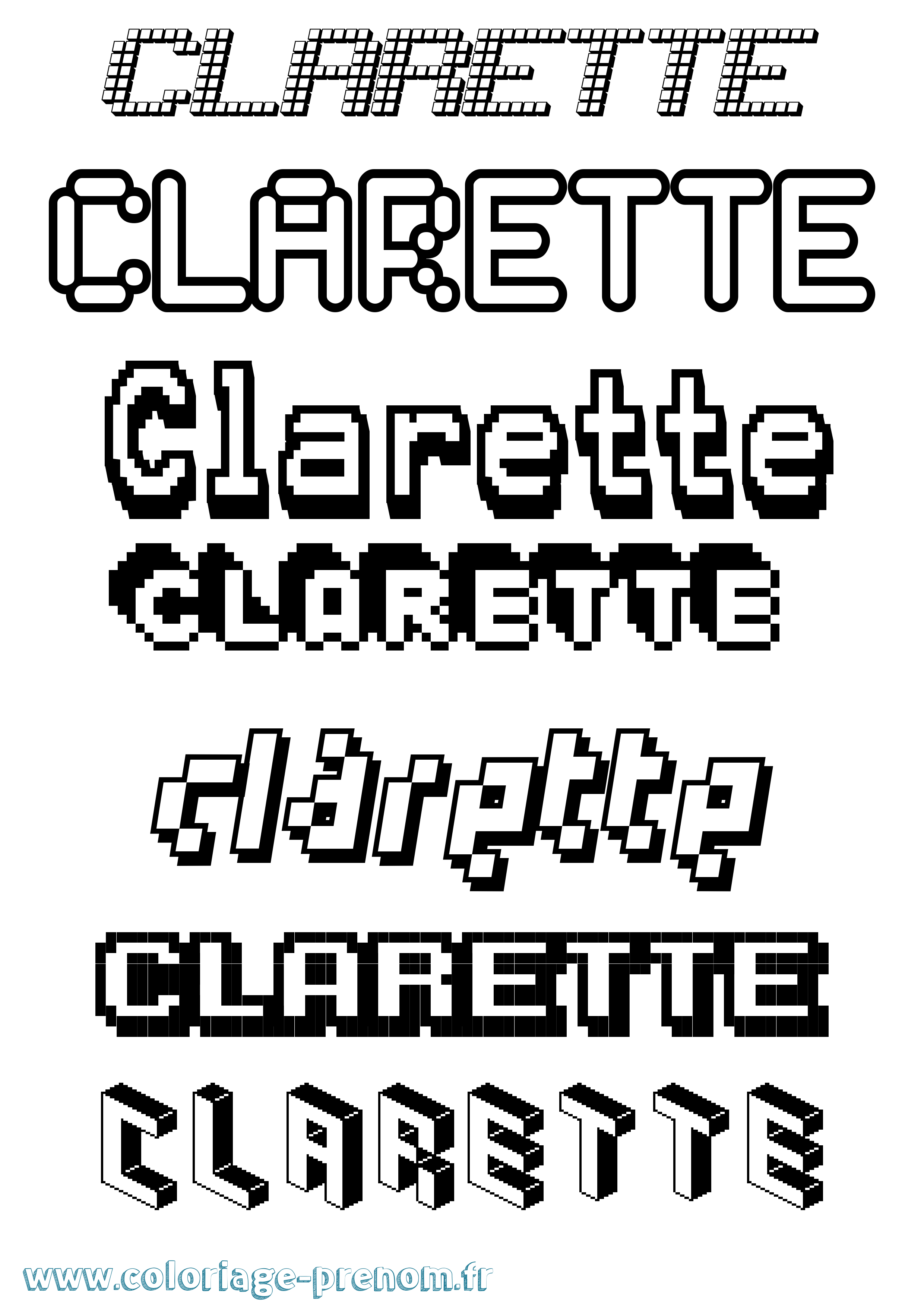 Coloriage Clarette Pixel Coloriage prénom Clarette Pixel