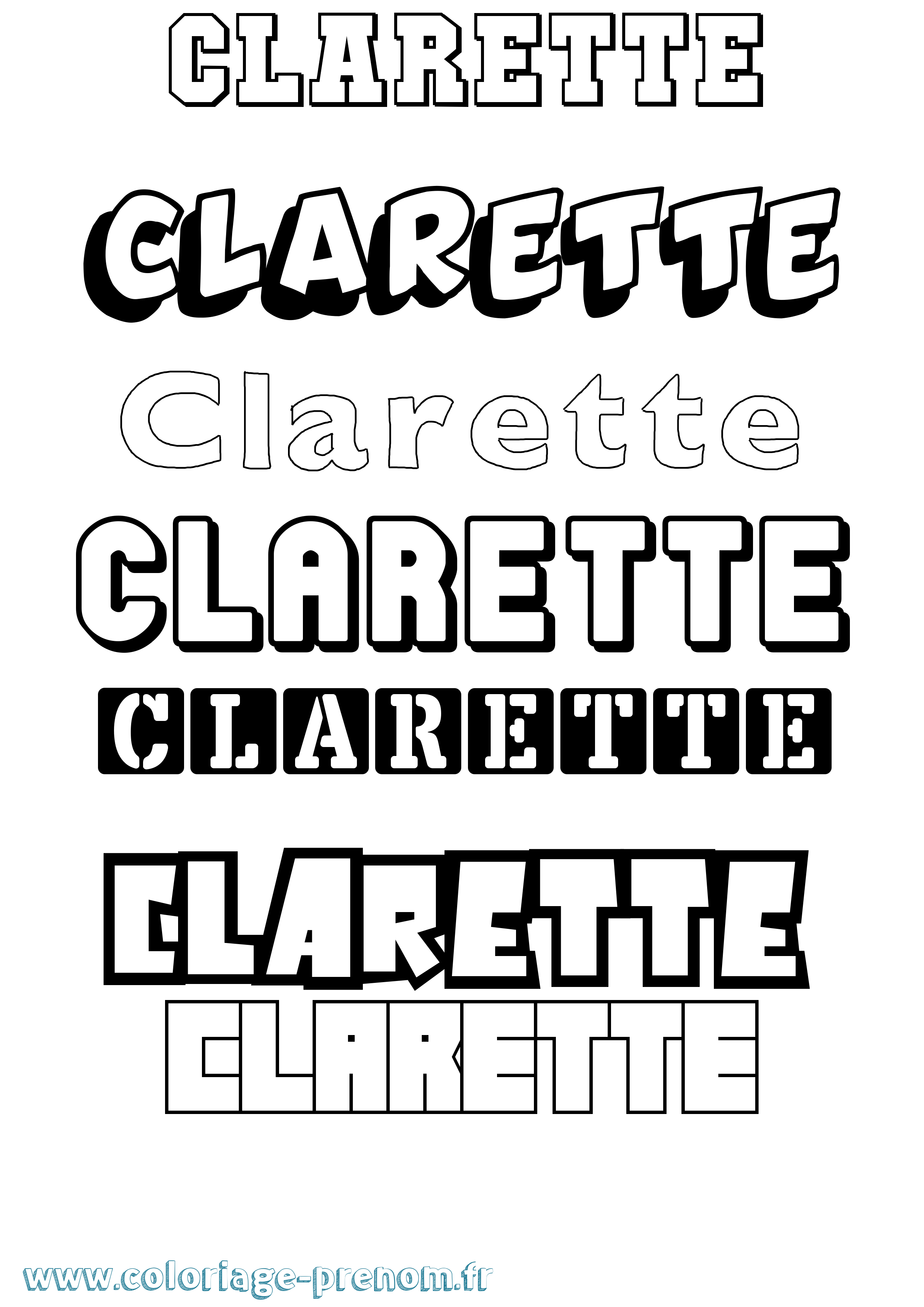 Coloriage Clarette Simple Coloriage prénom Clarette Simple