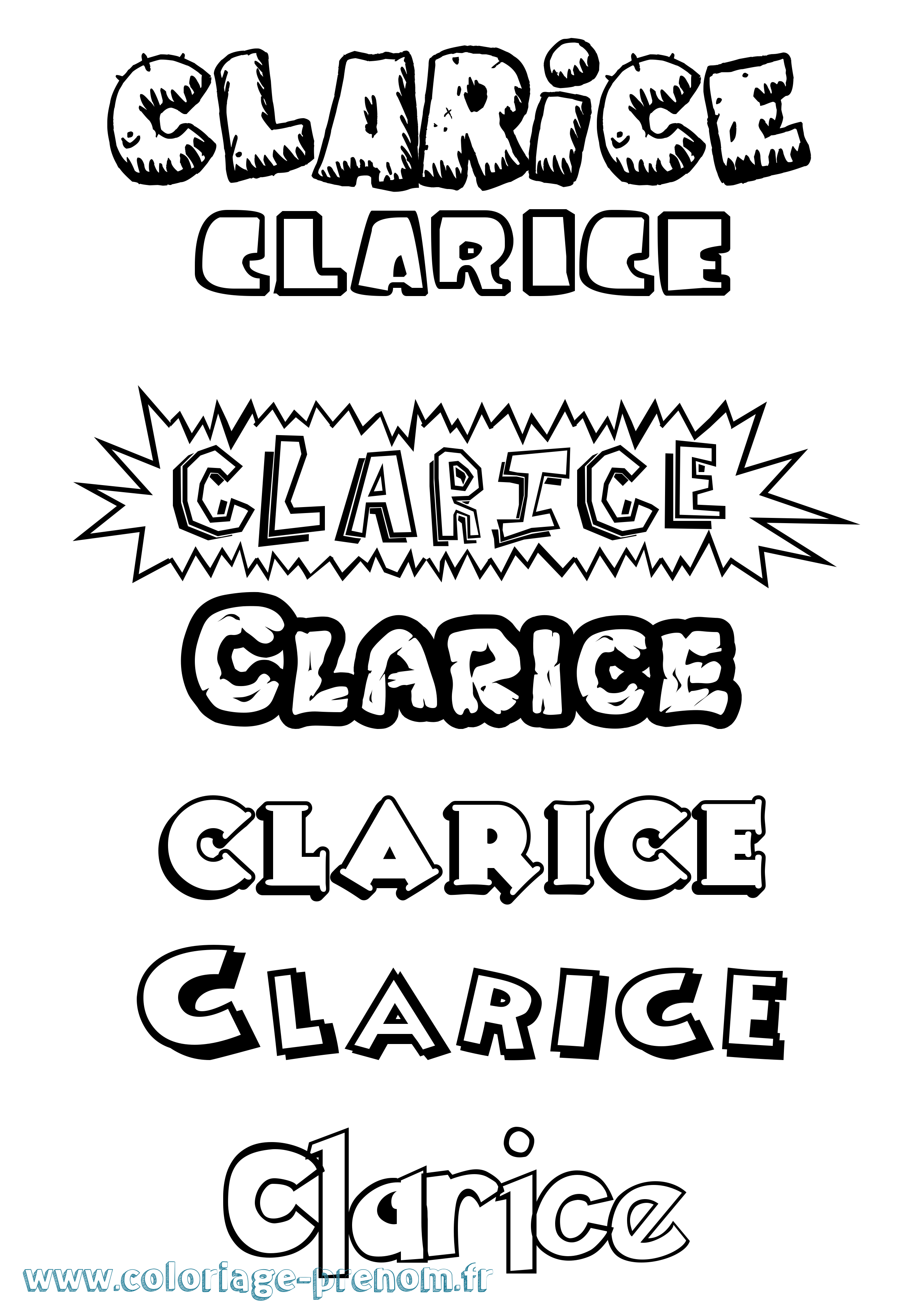 Coloriage Clarice Dessin Animé Coloriage prénom Clarice Dessin Animé