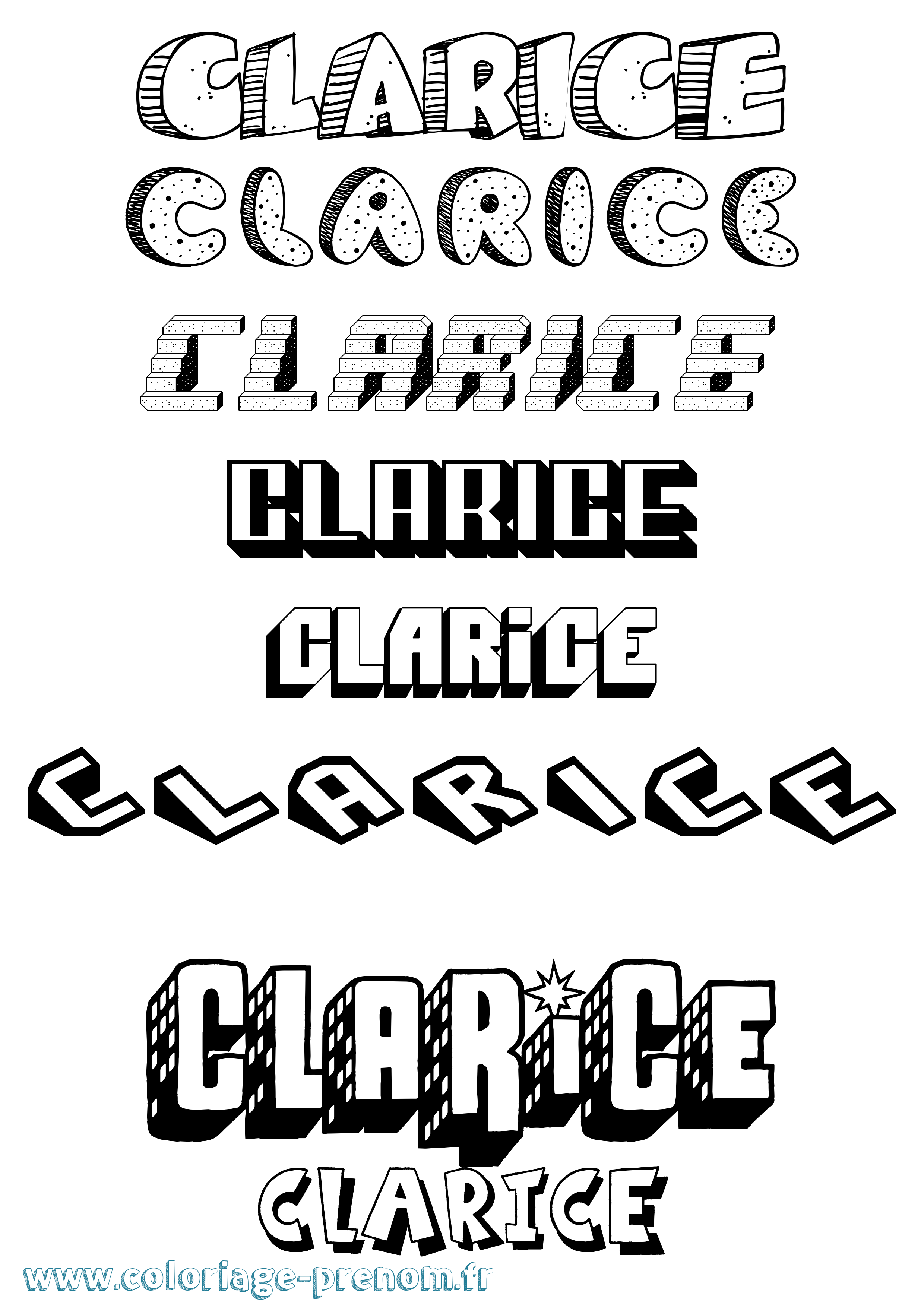 Coloriage Clarice Effet 3D Coloriage prénom Clarice Effet 3D