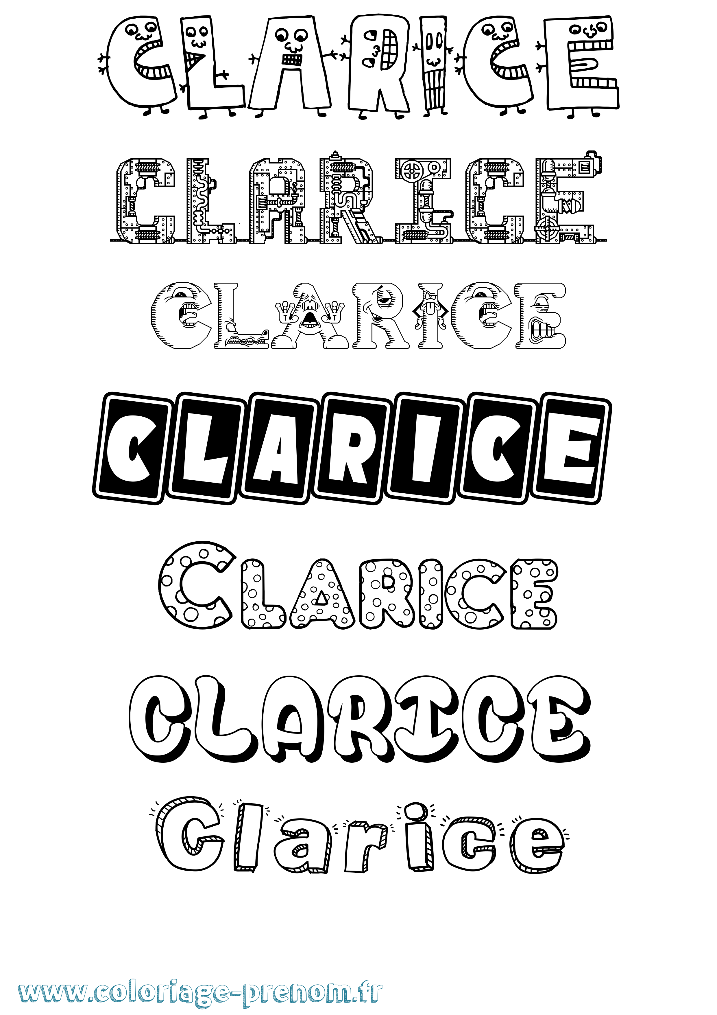 Coloriage Clarice Fun Coloriage prénom Clarice Fun