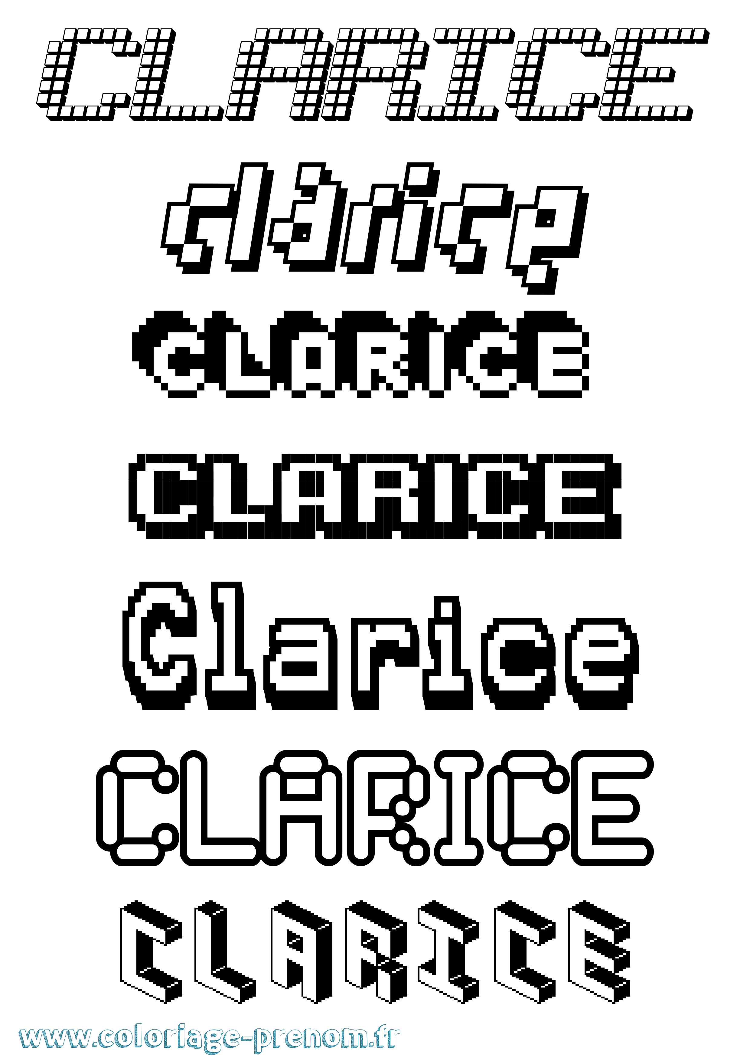 Coloriage Clarice Pixel Coloriage prénom Clarice Pixel