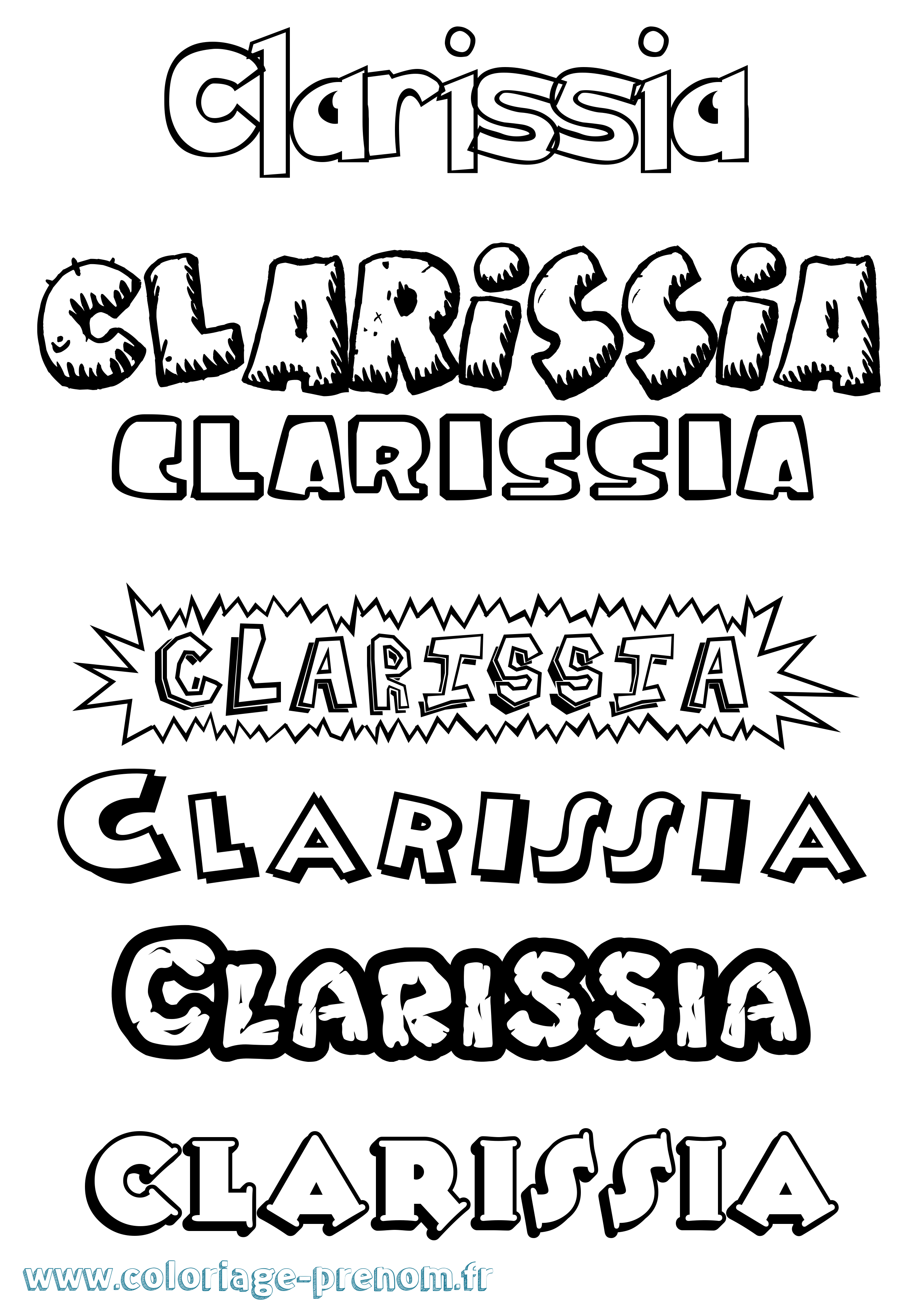 Coloriage Clarissia Dessin Animé Coloriage prénom Clarissia Dessin Animé