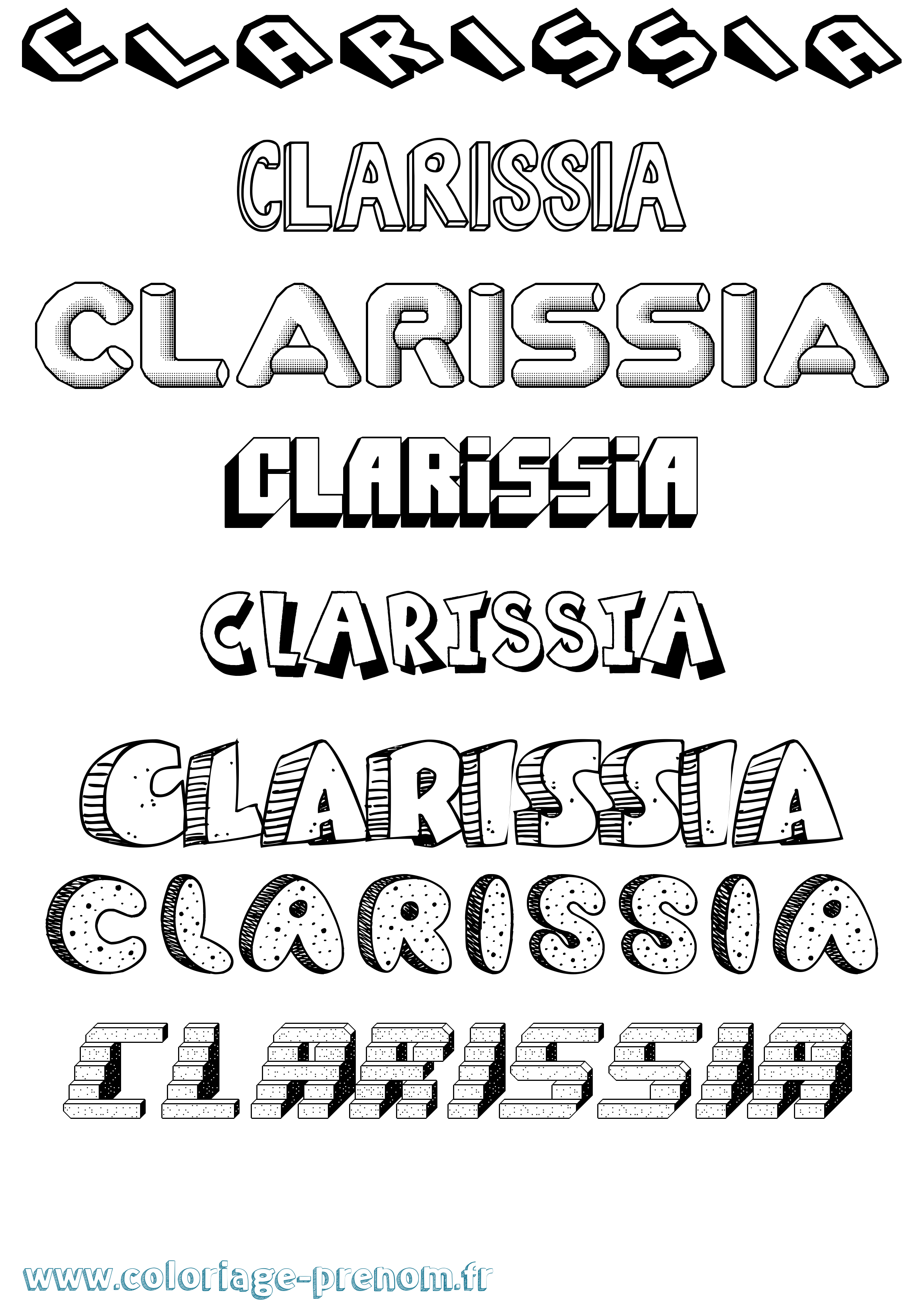 Coloriage Clarissia Effet 3D Coloriage prénom Clarissia Effet 3D