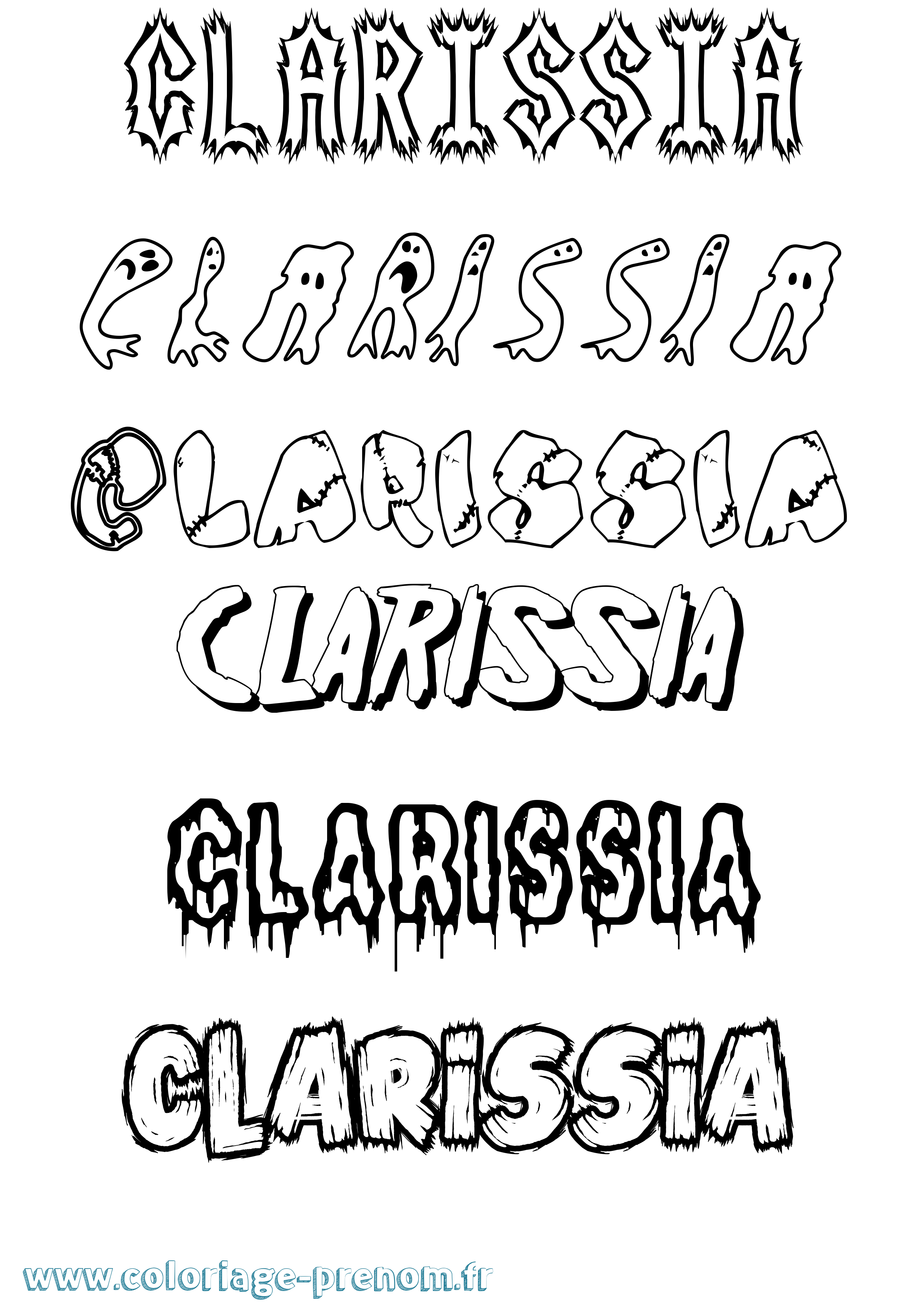 Coloriage Clarissia Frisson Coloriage prénom Clarissia Frisson