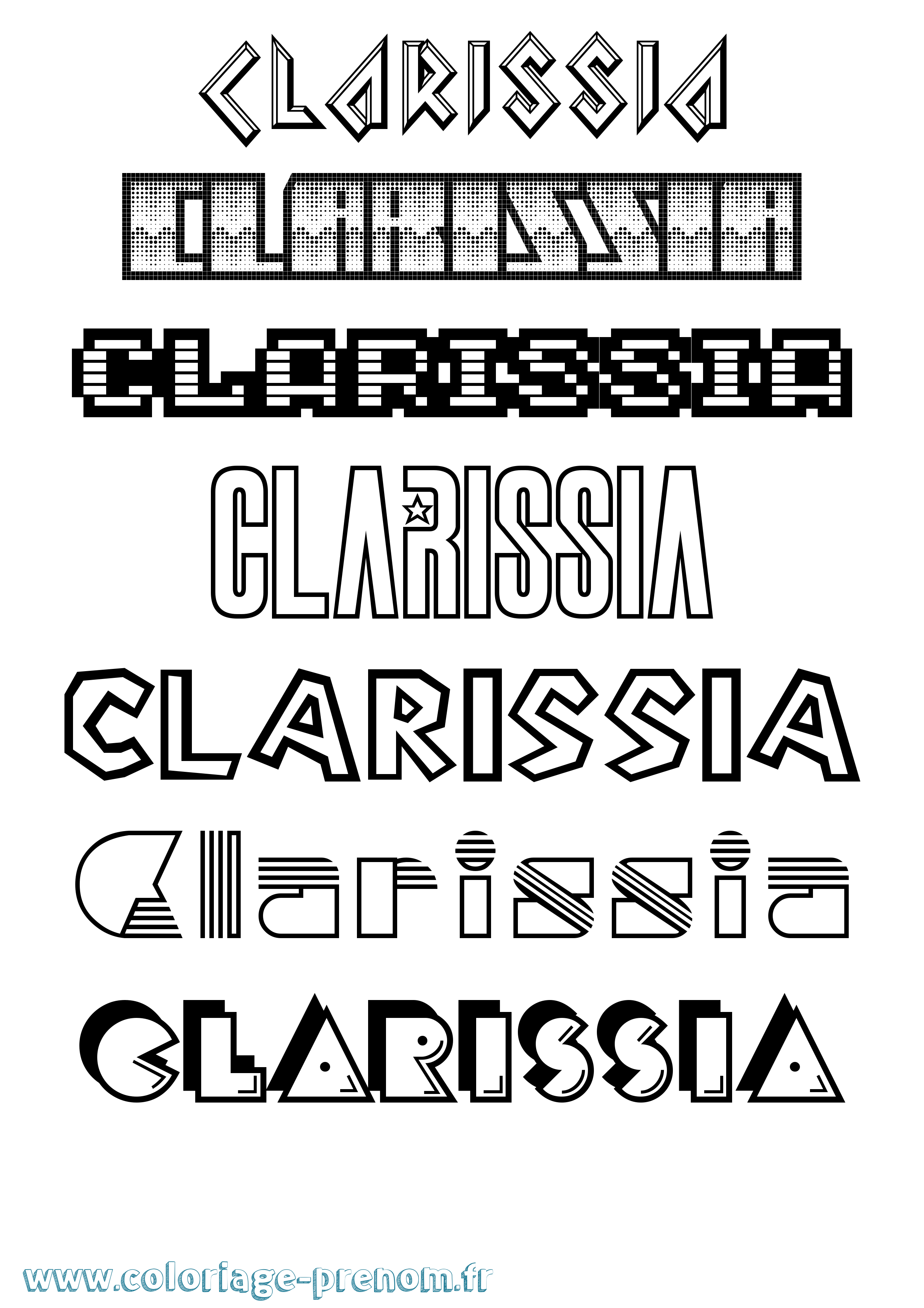 Coloriage Clarissia Jeux Vidéos Coloriage prénom Clarissia Jeux Vidéos