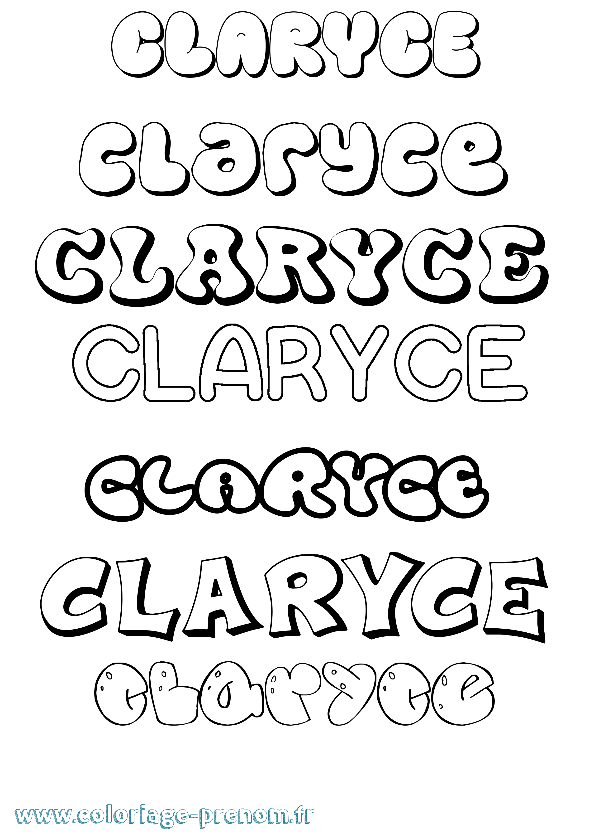 Coloriage Claryce Bubble Coloriage prénom Claryce Bubble