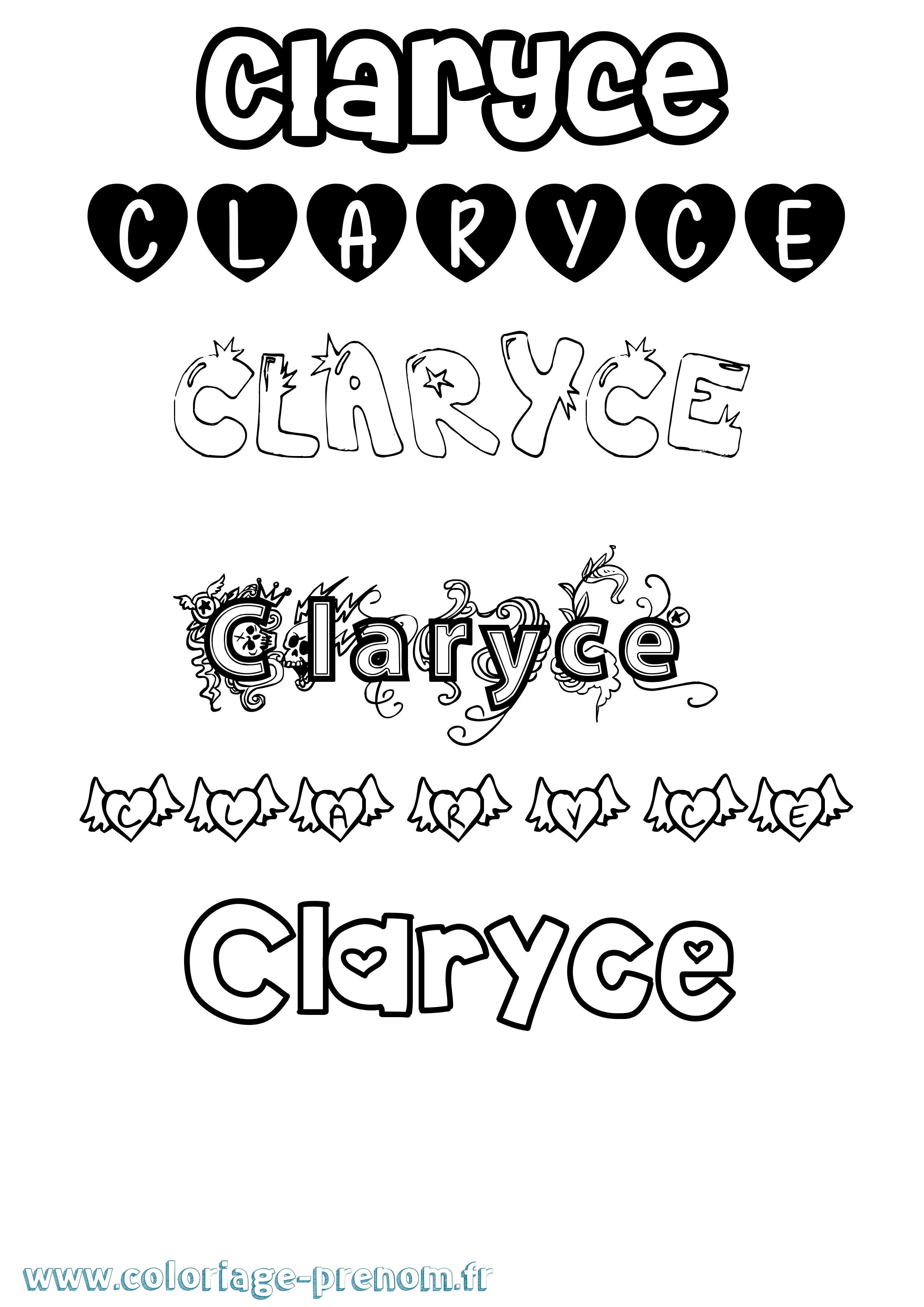 Coloriage Claryce Girly Coloriage prénom Claryce Girly