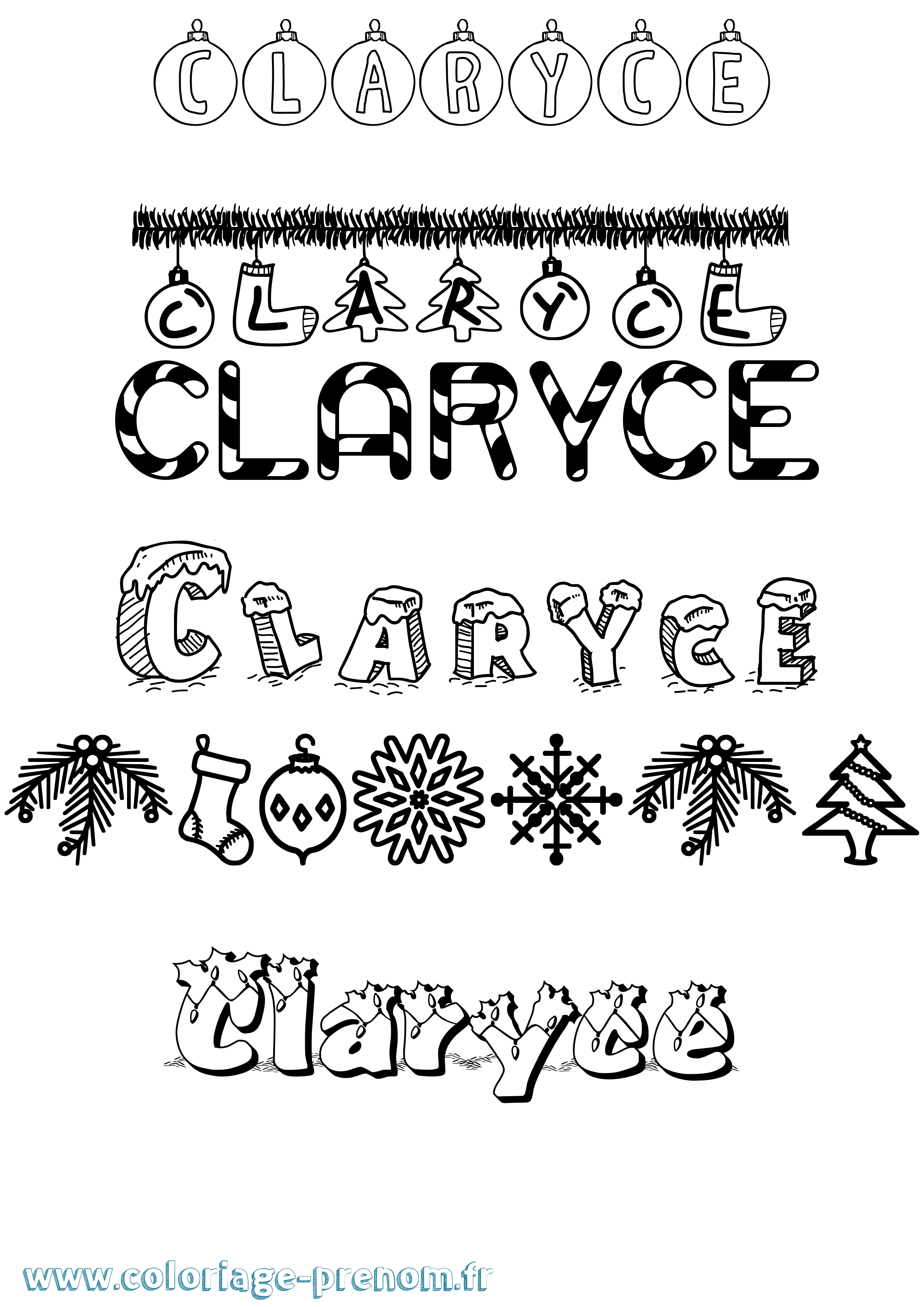 Coloriage Claryce Noël Coloriage prénom Claryce Noël