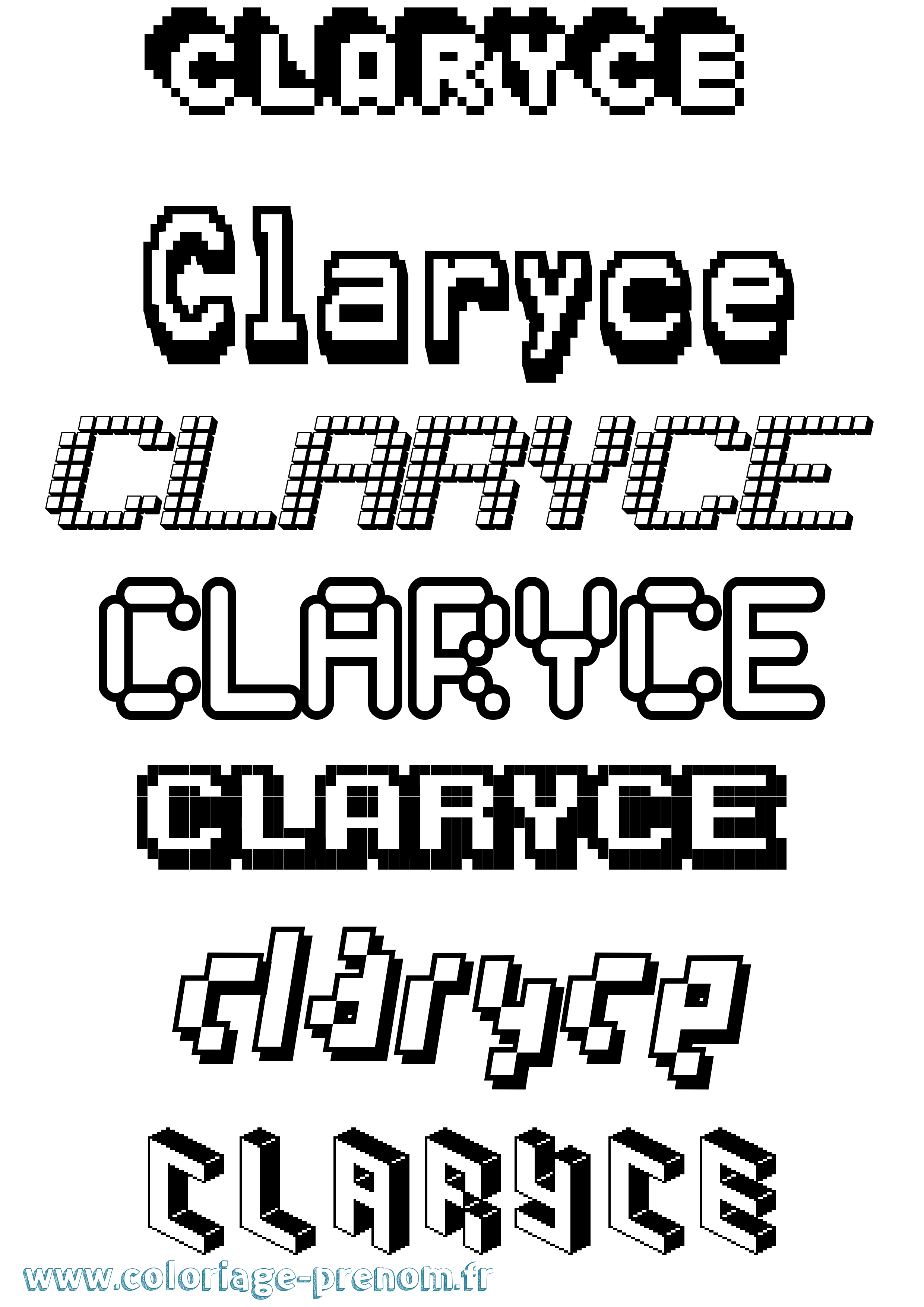 Coloriage Claryce Pixel Coloriage prénom Claryce Pixel