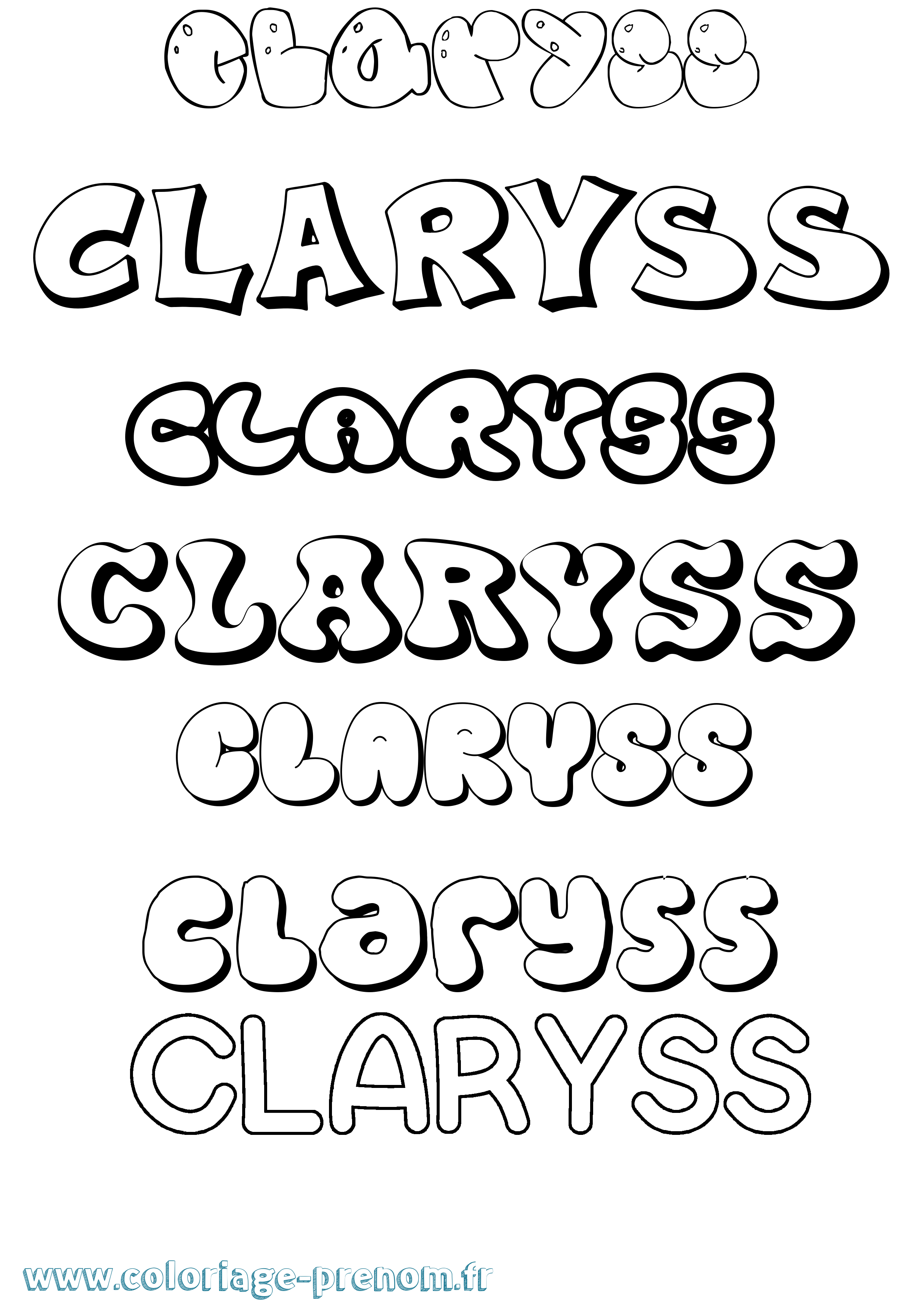 Coloriage Claryss Bubble Coloriage prénom Claryss Bubble