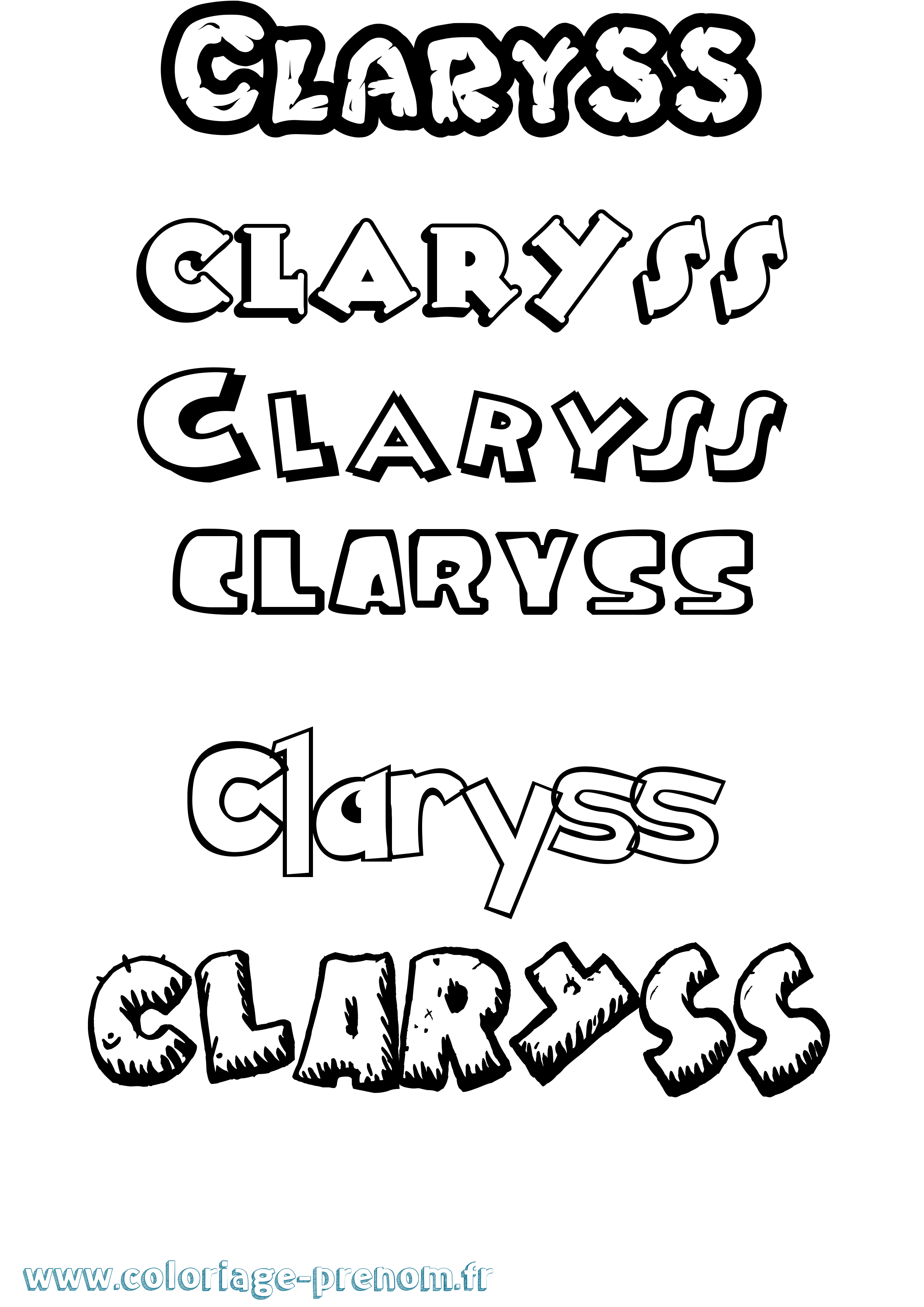 Coloriage Claryss Dessin Animé Coloriage prénom Claryss Dessin Animé