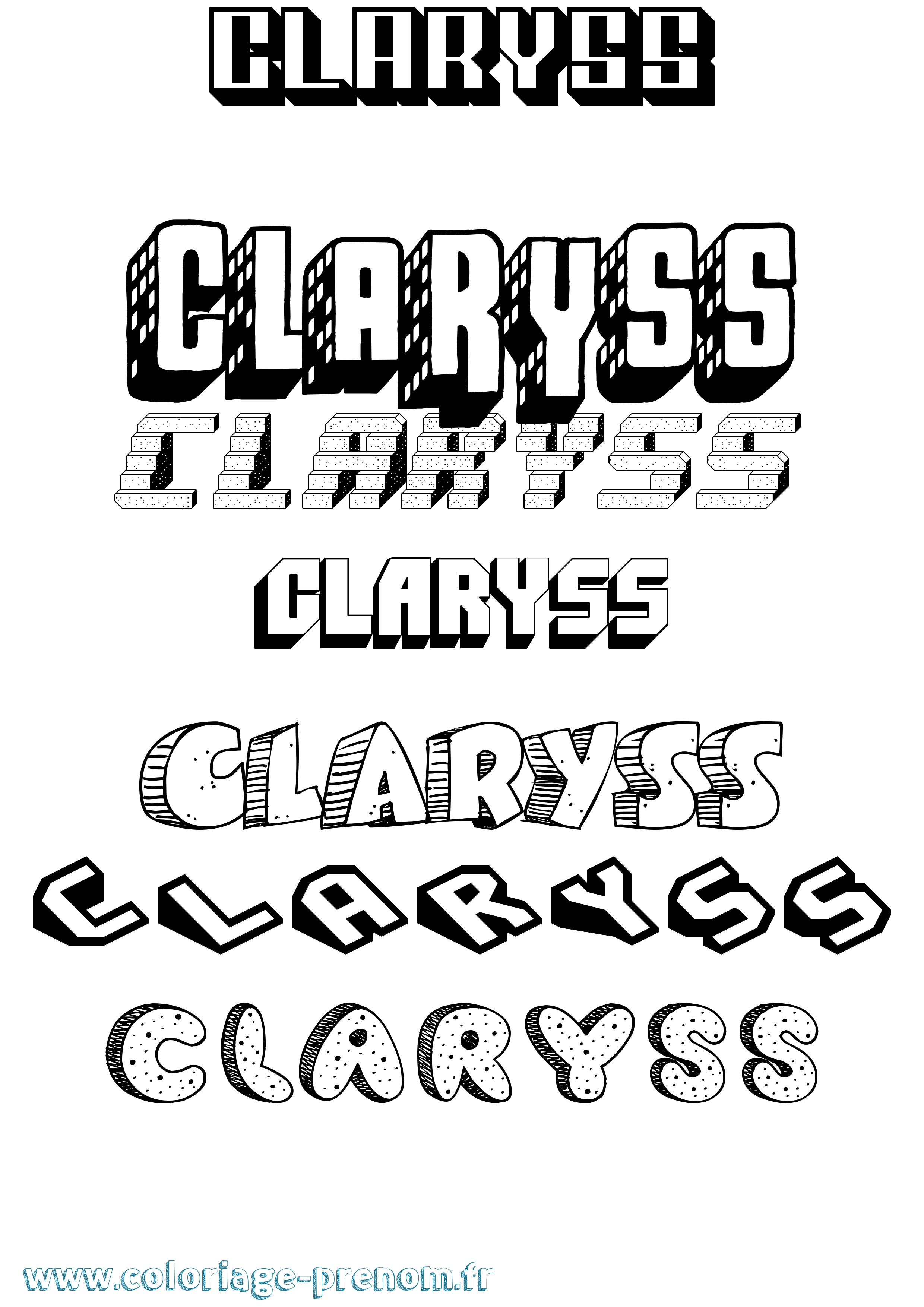 Coloriage Claryss Effet 3D Coloriage prénom Claryss Effet 3D