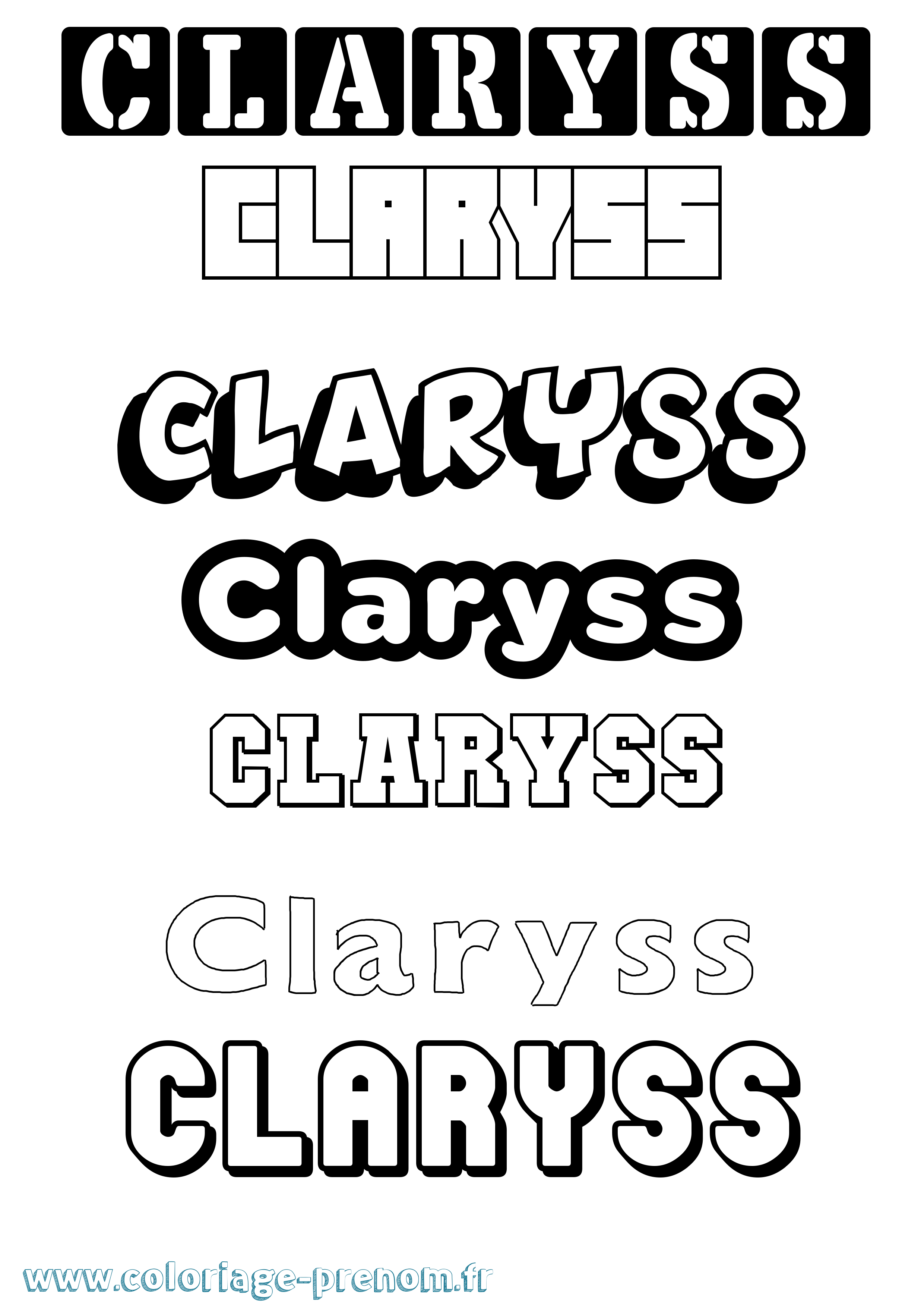 Coloriage Claryss Simple Coloriage prénom Claryss Simple