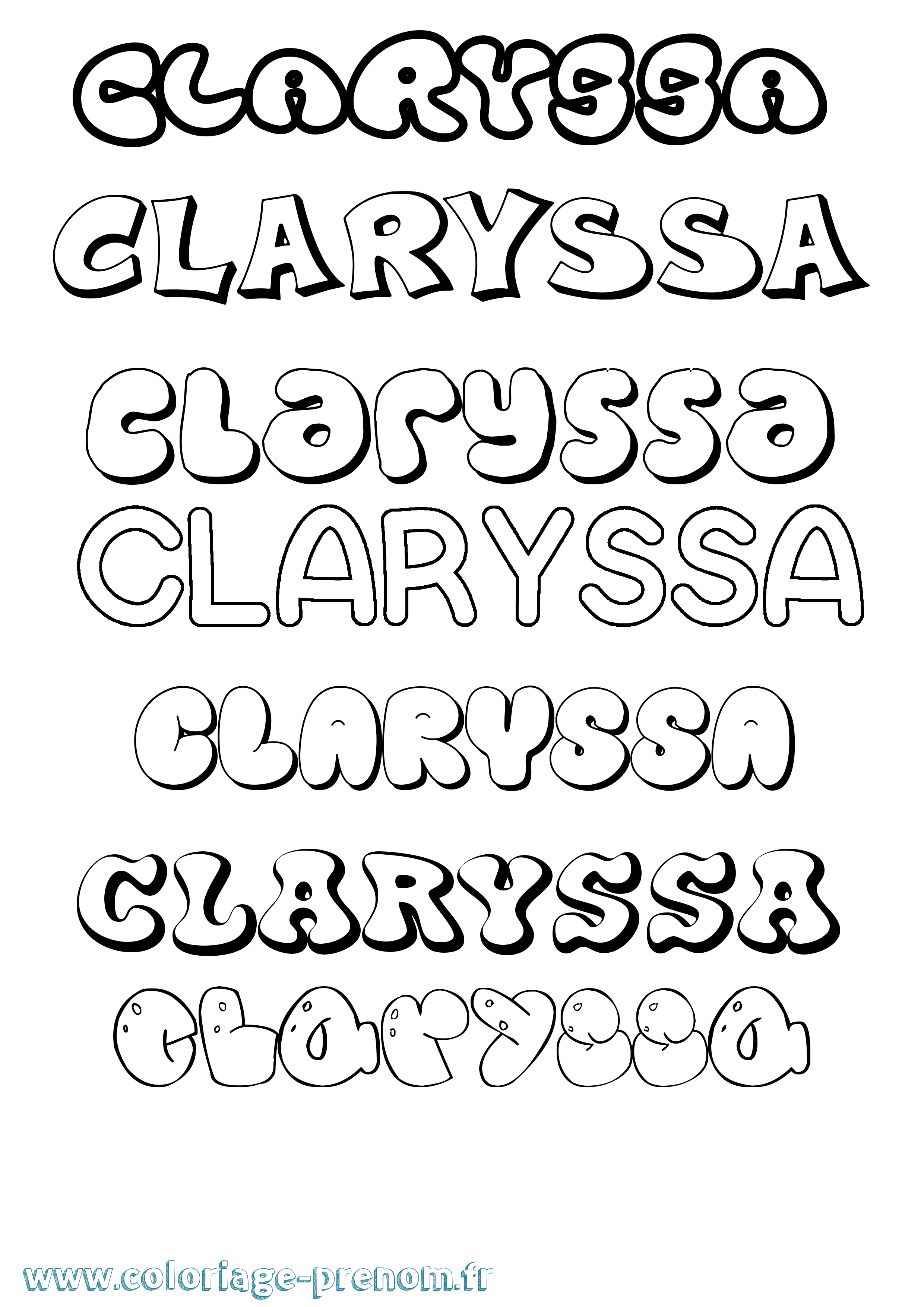 Coloriage Claryssa Bubble Coloriage prénom Claryssa Bubble