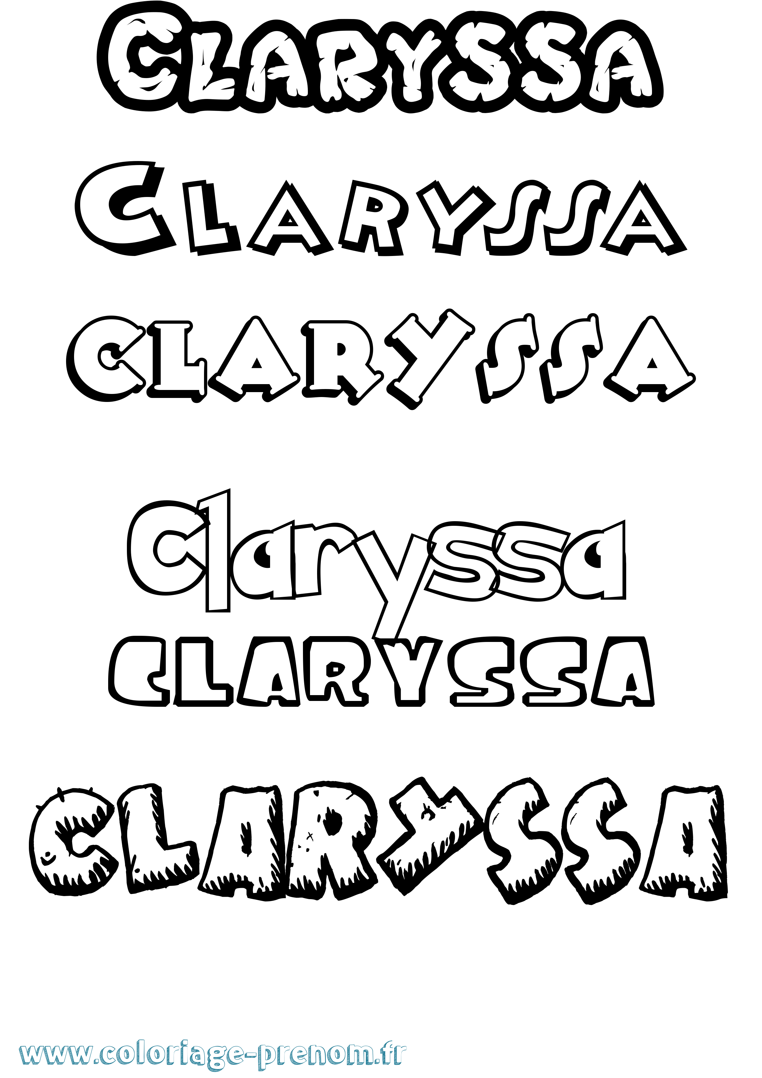 Coloriage Claryssa Dessin Animé Coloriage prénom Claryssa Dessin Animé