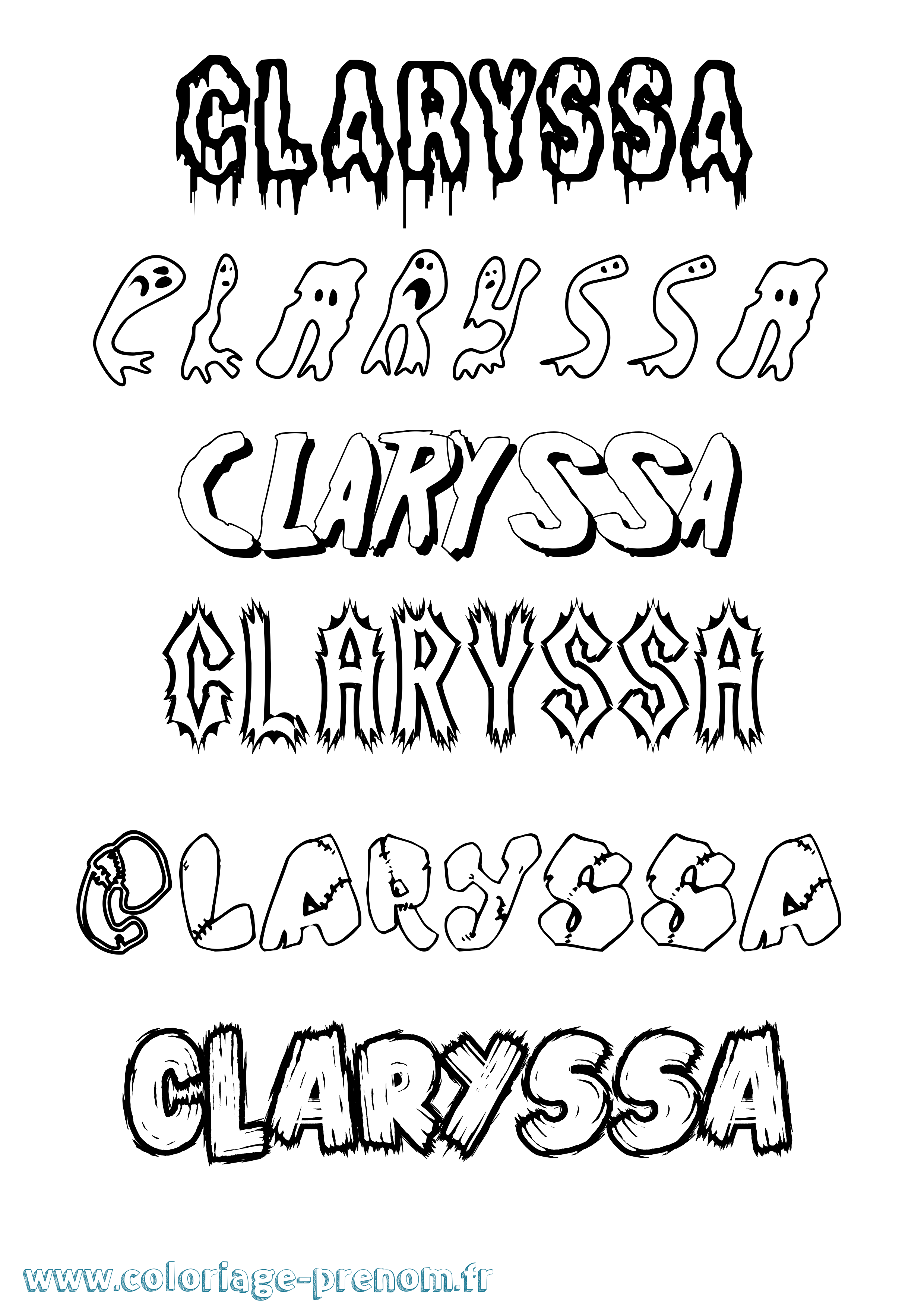 Coloriage Claryssa Frisson Coloriage prénom Claryssa Frisson