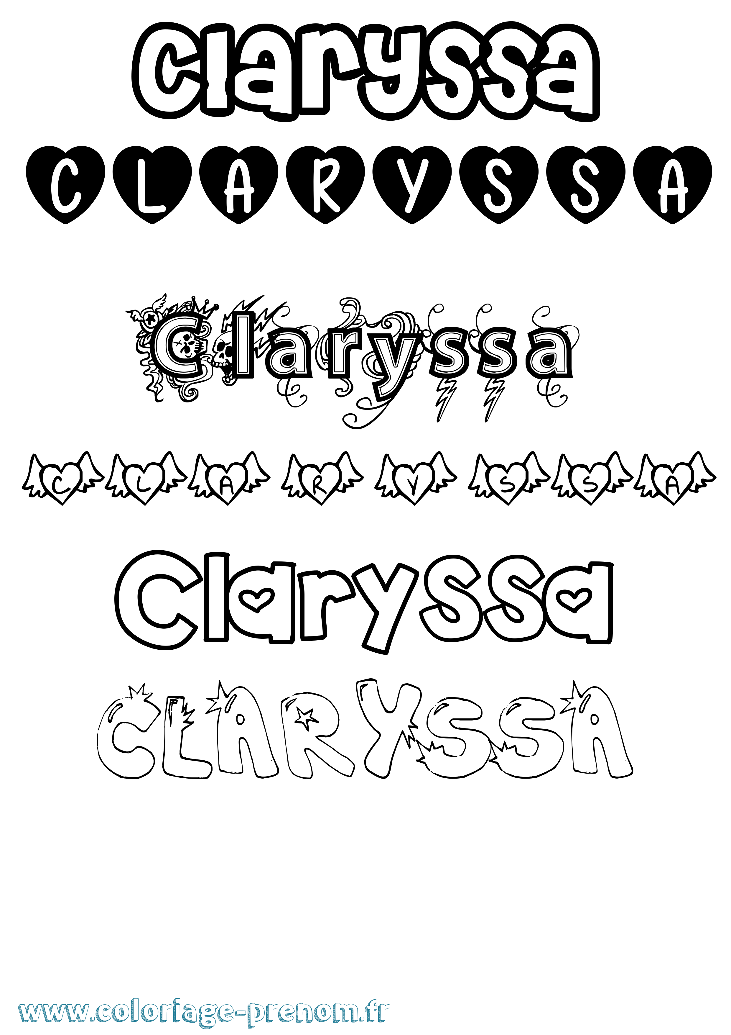 Coloriage Claryssa Girly Coloriage prénom Claryssa Girly