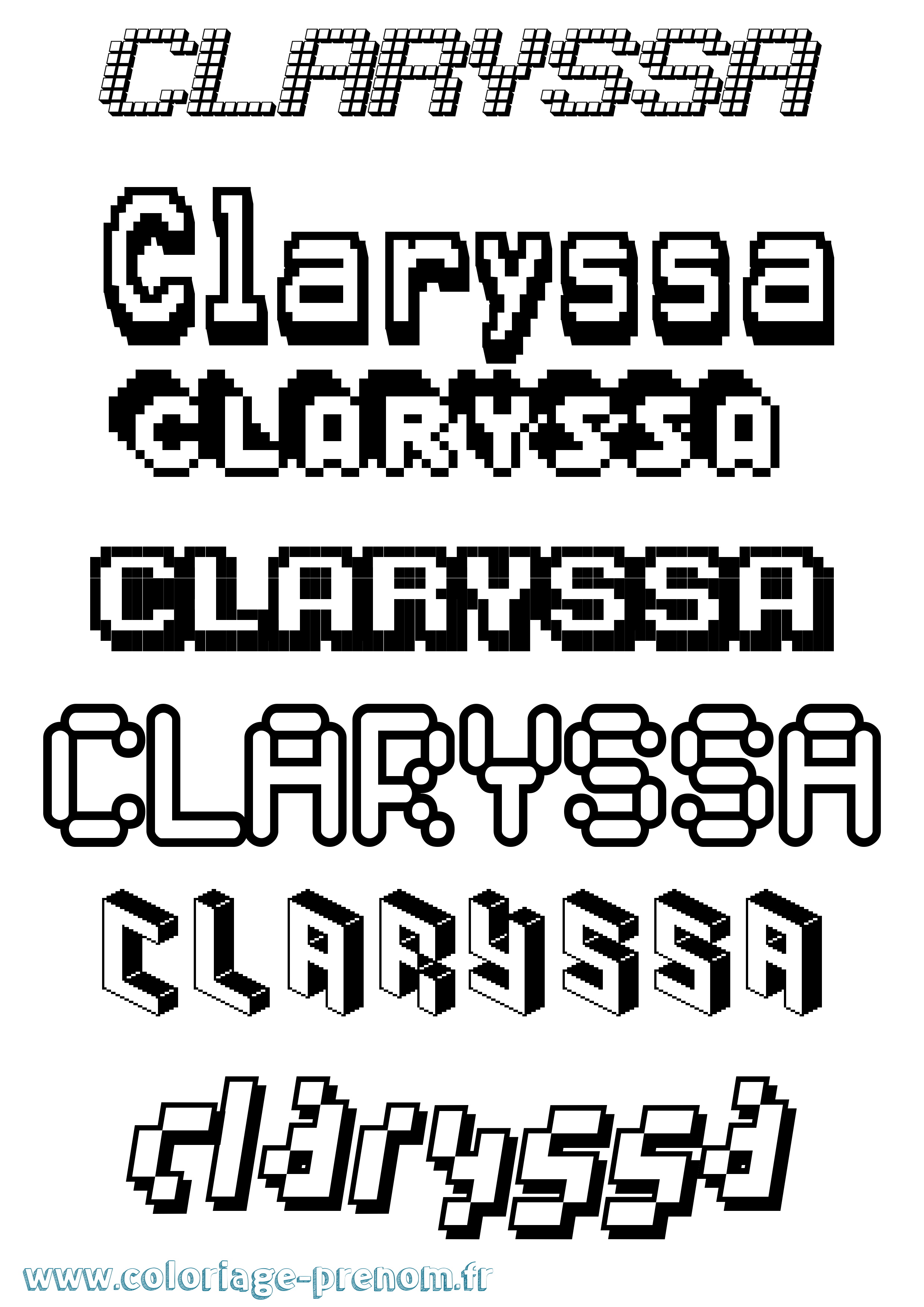 Coloriage Claryssa Pixel Coloriage prénom Claryssa Pixel