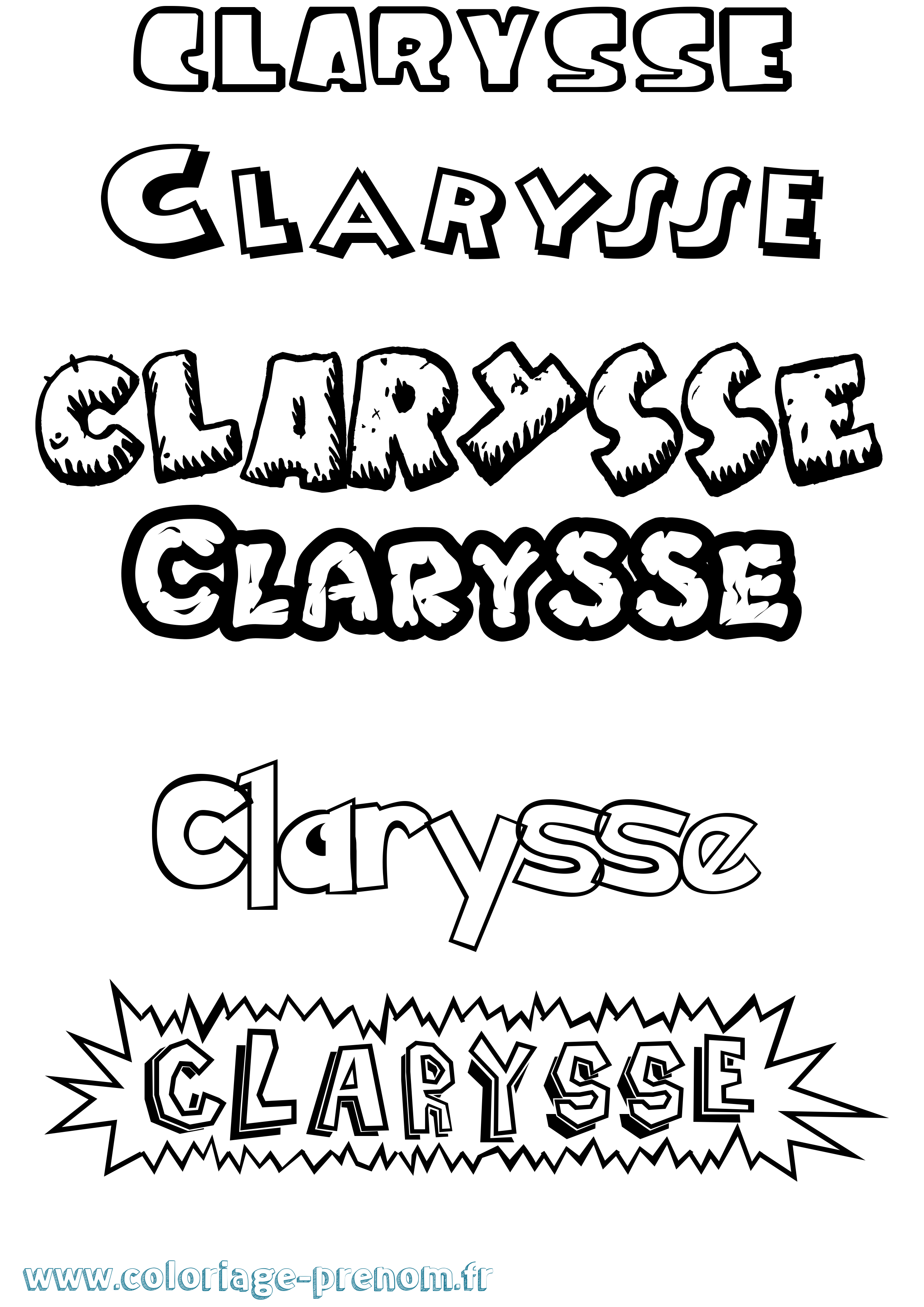 Coloriage Clarysse Dessin Animé Coloriage prénom Clarysse Dessin Animé