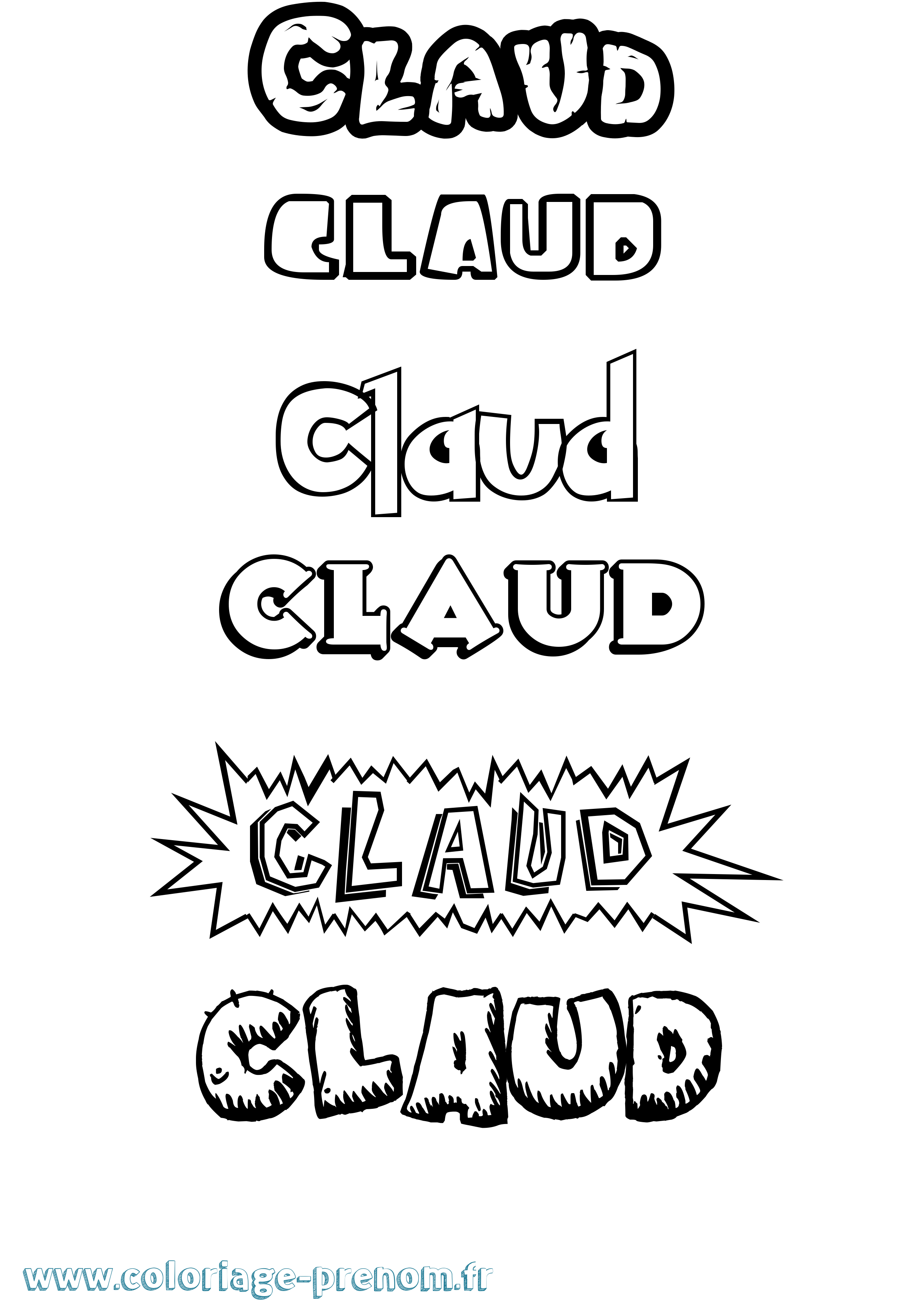 Coloriage Claud Dessin Animé Coloriage prénom Claud Dessin Animé