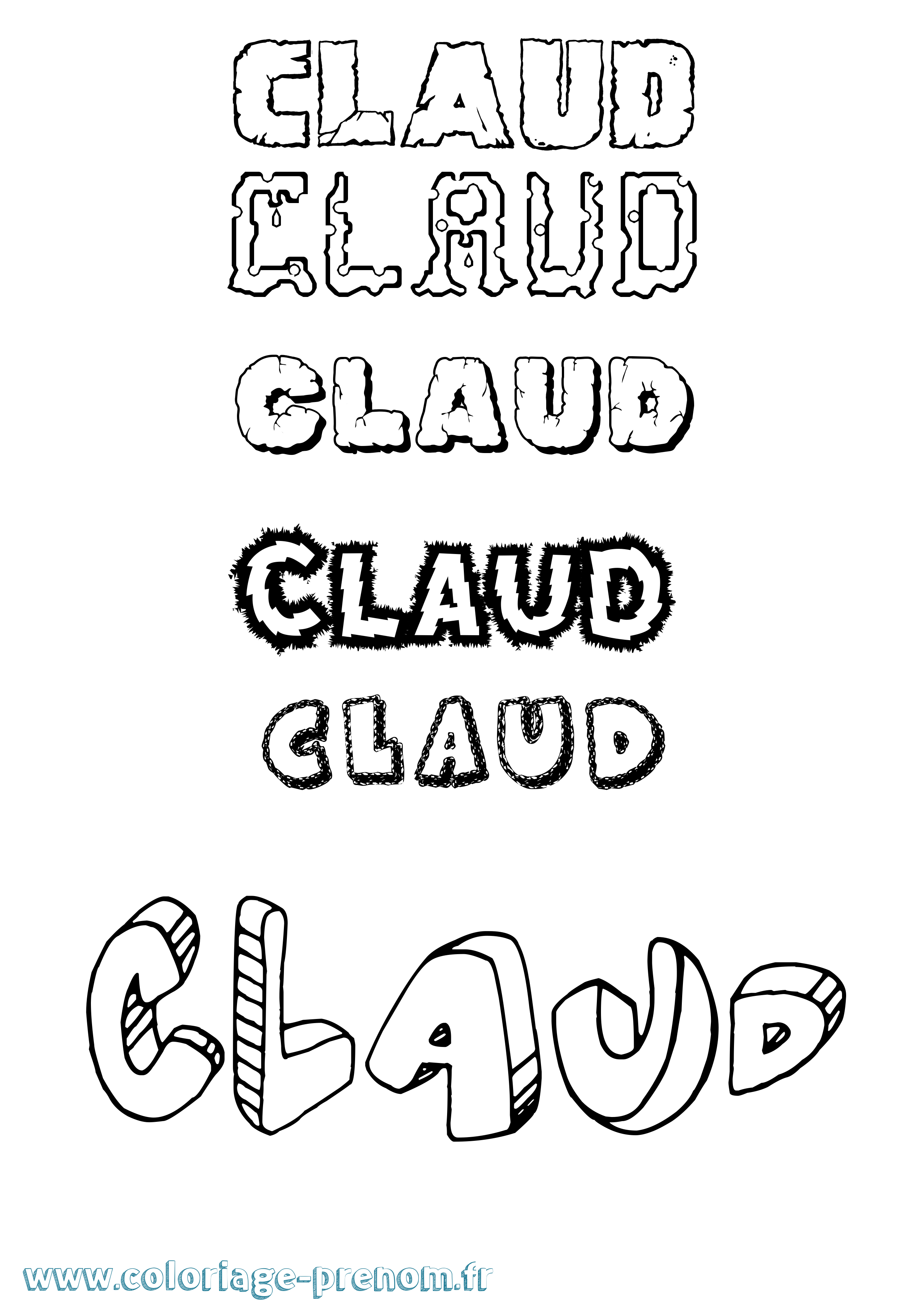 Coloriage Claud Destructuré Coloriage prénom Claud Destructuré