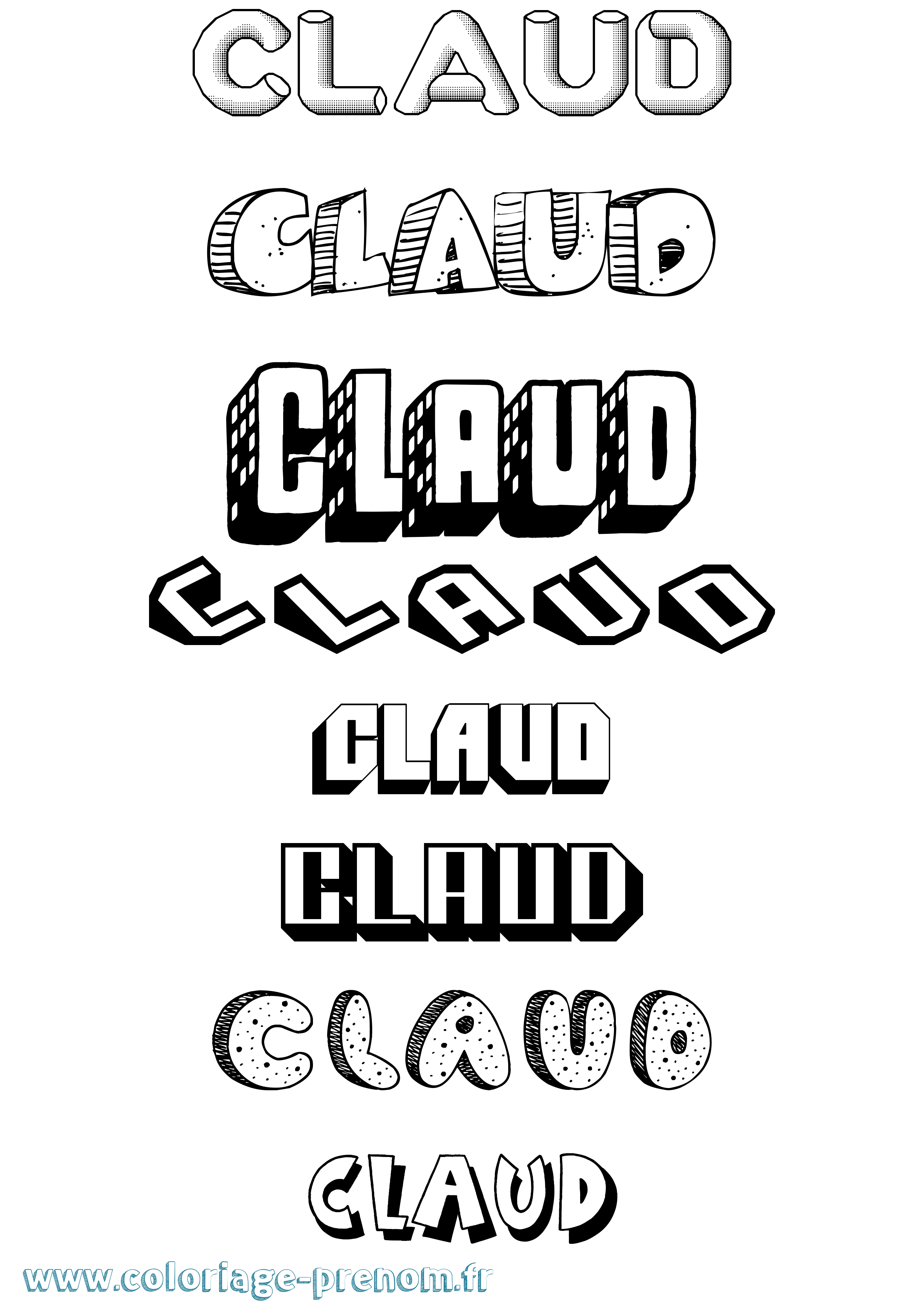 Coloriage Claud Effet 3D Coloriage prénom Claud Effet 3D