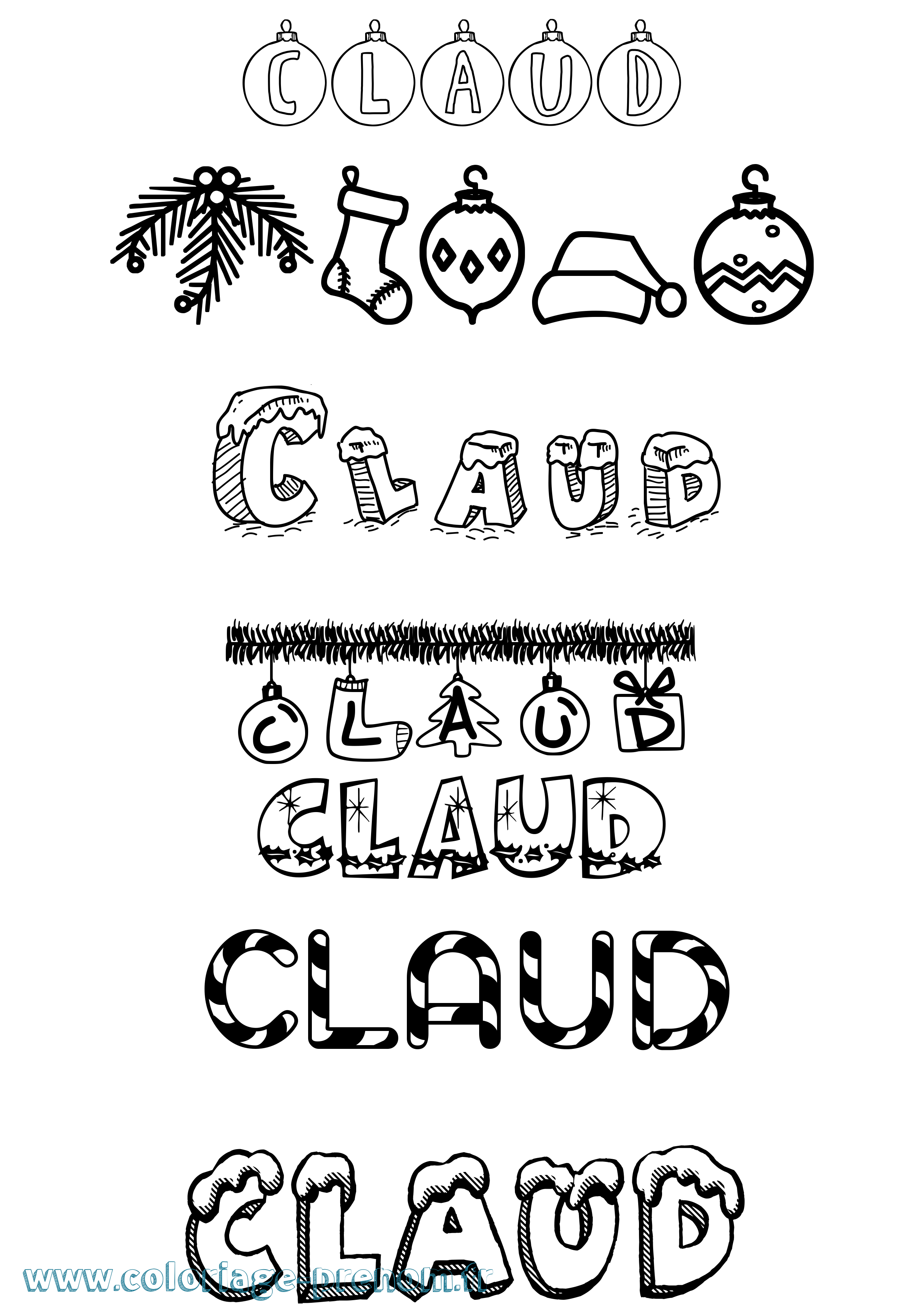 Coloriage Claud Noël Coloriage prénom Claud Noël