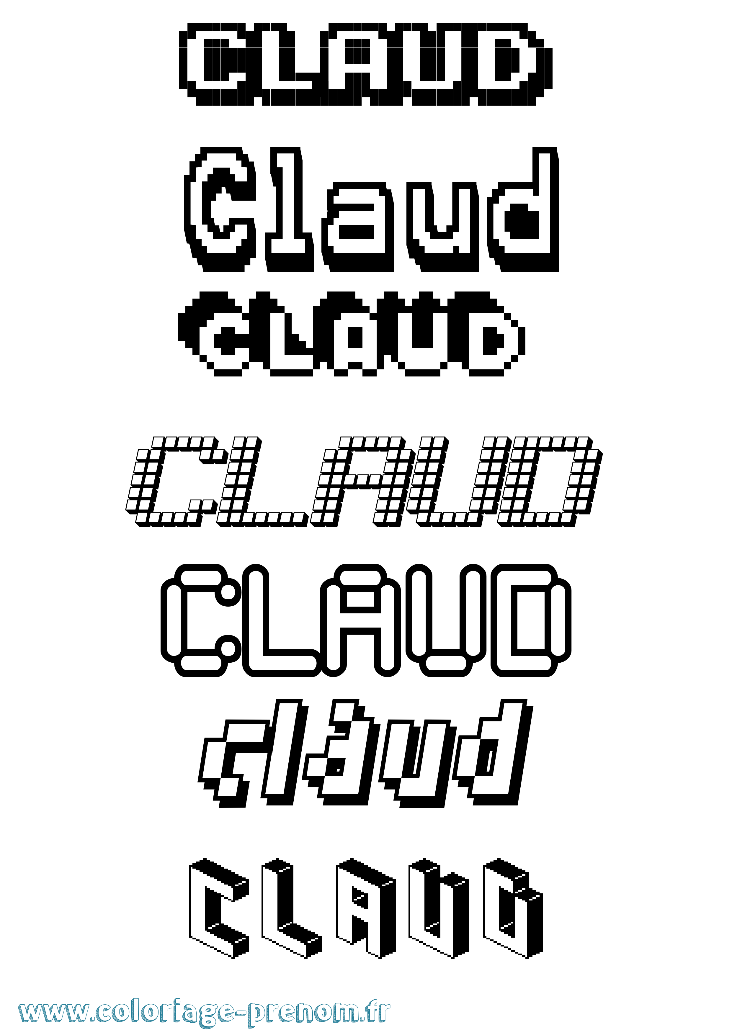 Coloriage Claud Pixel Coloriage prénom Claud Pixel