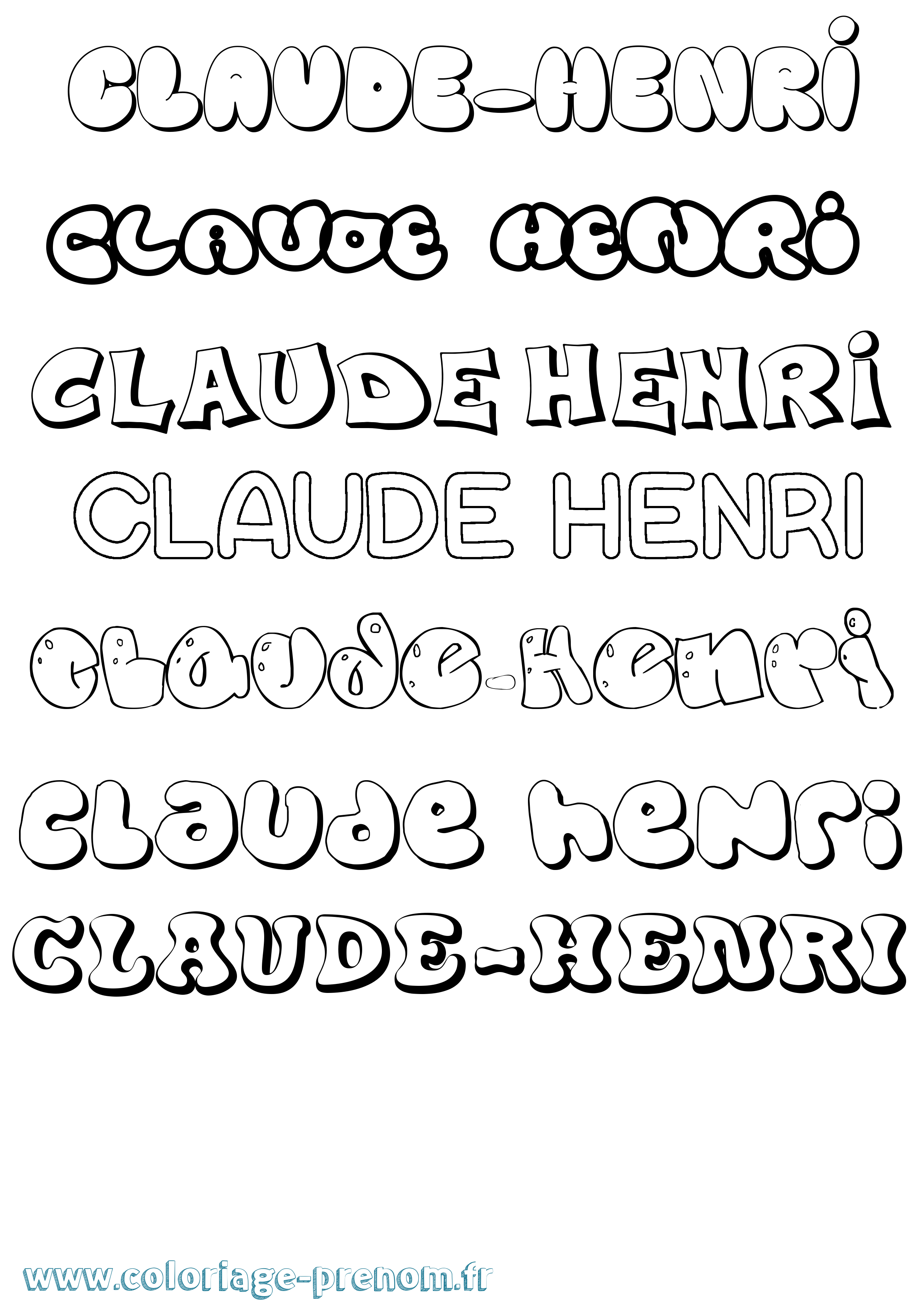Coloriage Claude-Henri Bubble Coloriage prénom Claude-Henri Bubble