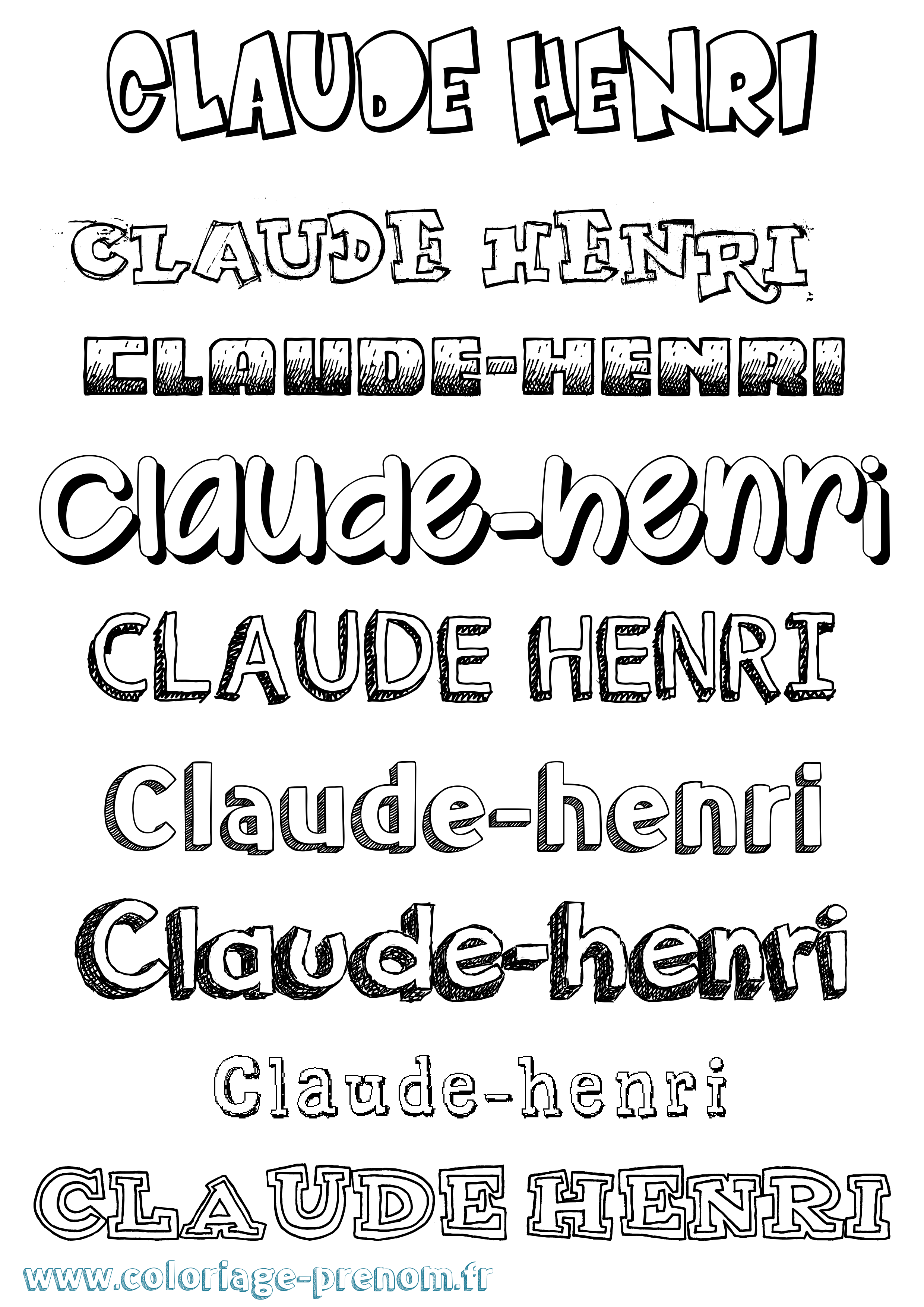 Coloriage Claude-Henri Dessiné Coloriage prénom Claude-Henri Dessiné