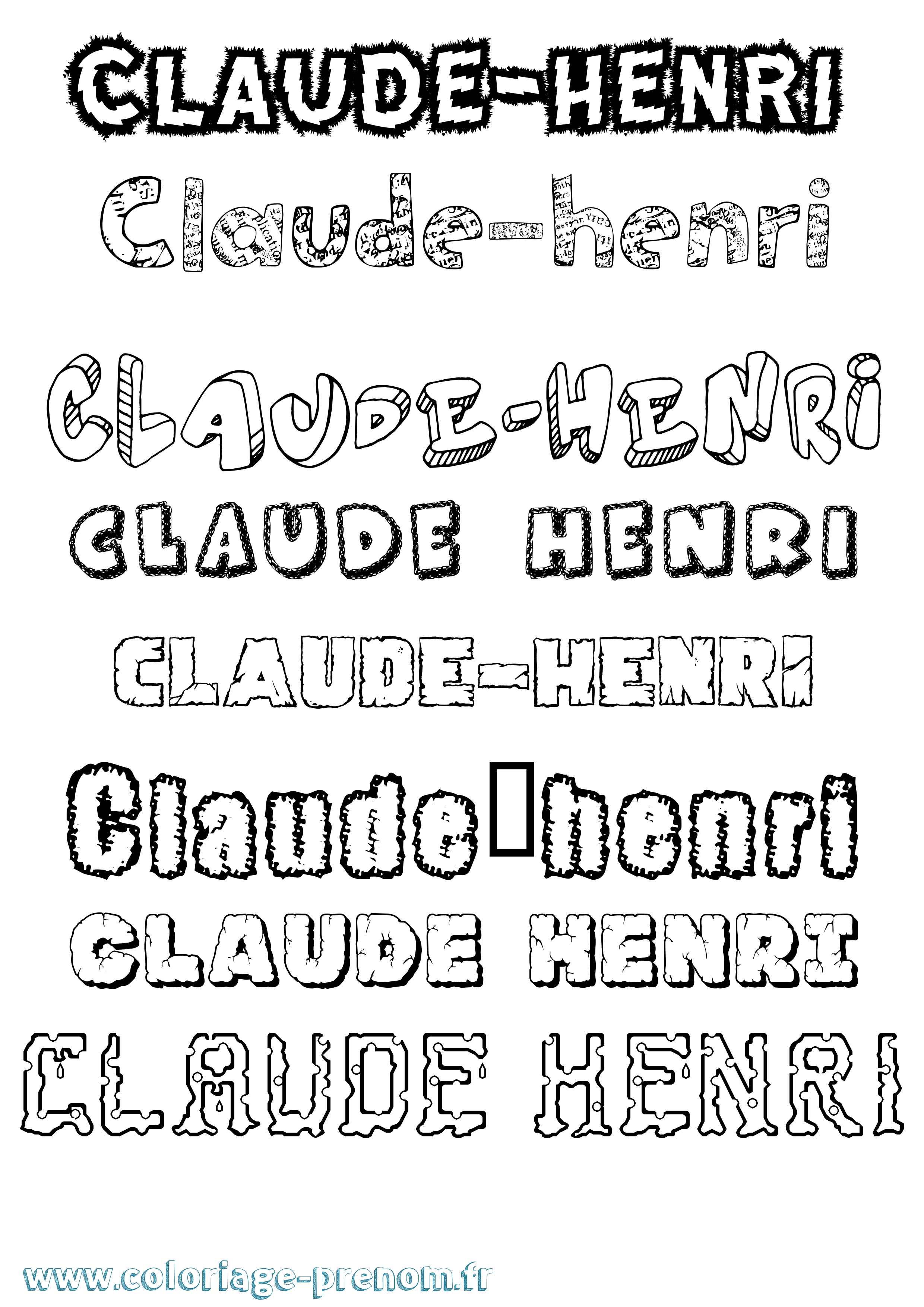Coloriage Claude-Henri Destructuré Coloriage prénom Claude-Henri Destructuré