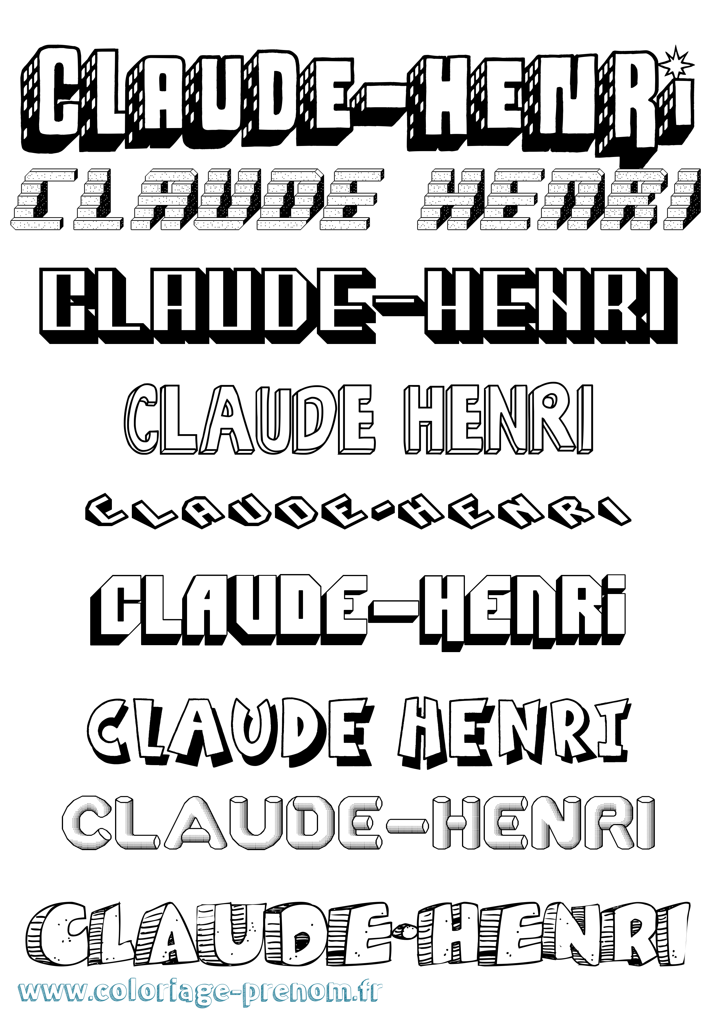 Coloriage Claude-Henri Effet 3D Coloriage prénom Claude-Henri Effet 3D