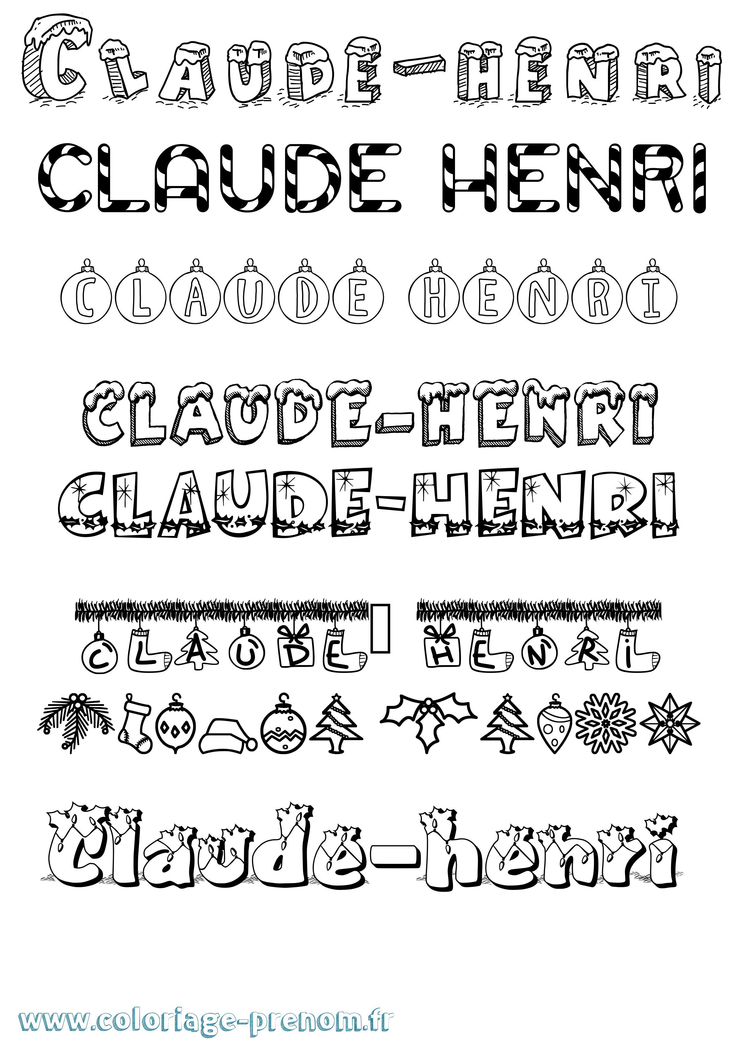 Coloriage Claude-Henri Noël Coloriage prénom Claude-Henri Noël