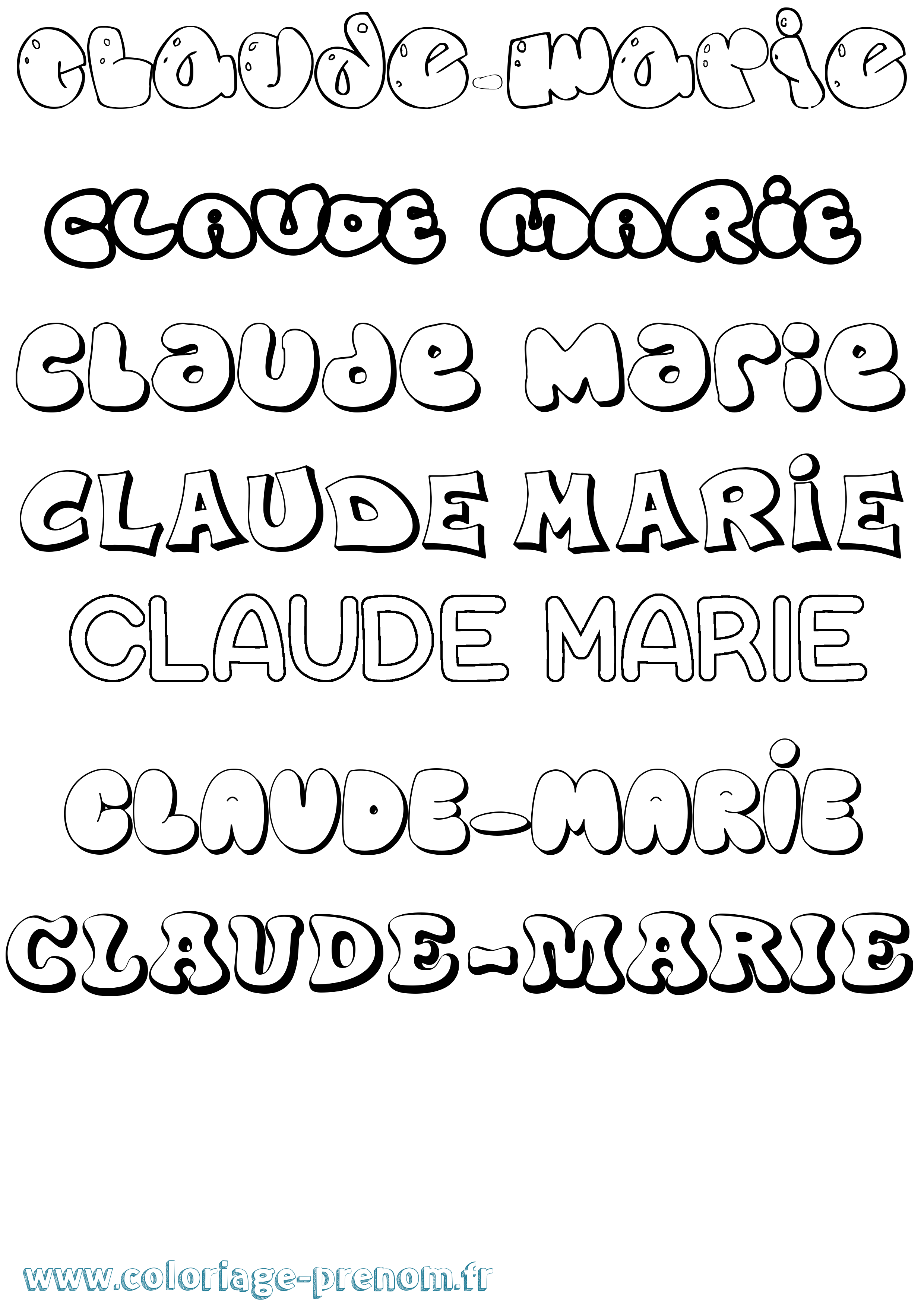 Coloriage Claude-Marie Bubble Coloriage prénom Claude-Marie Bubble