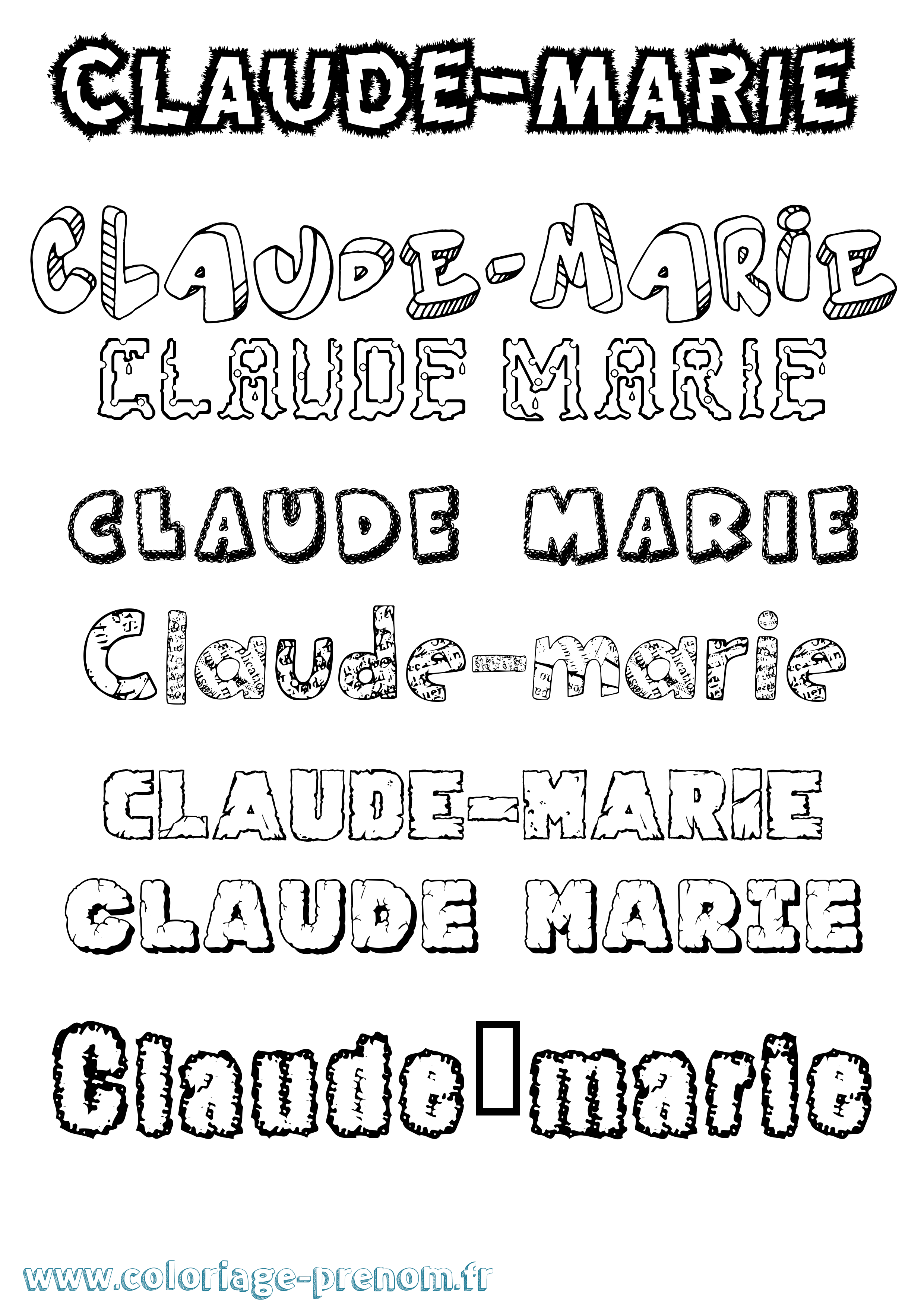 Coloriage Claude-Marie Destructuré Coloriage prénom Claude-Marie Destructuré