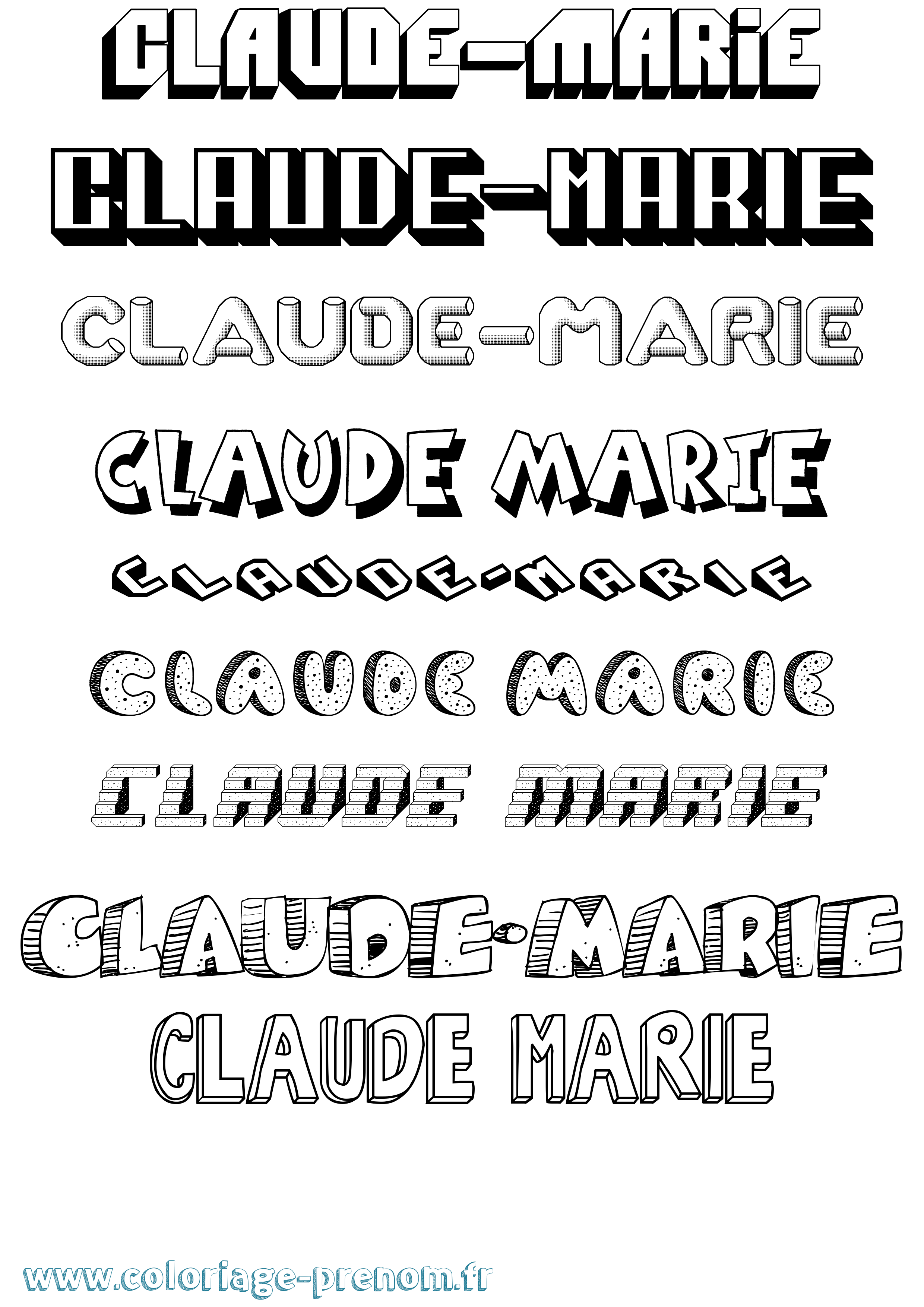 Coloriage Claude-Marie Effet 3D Coloriage prénom Claude-Marie Effet 3D