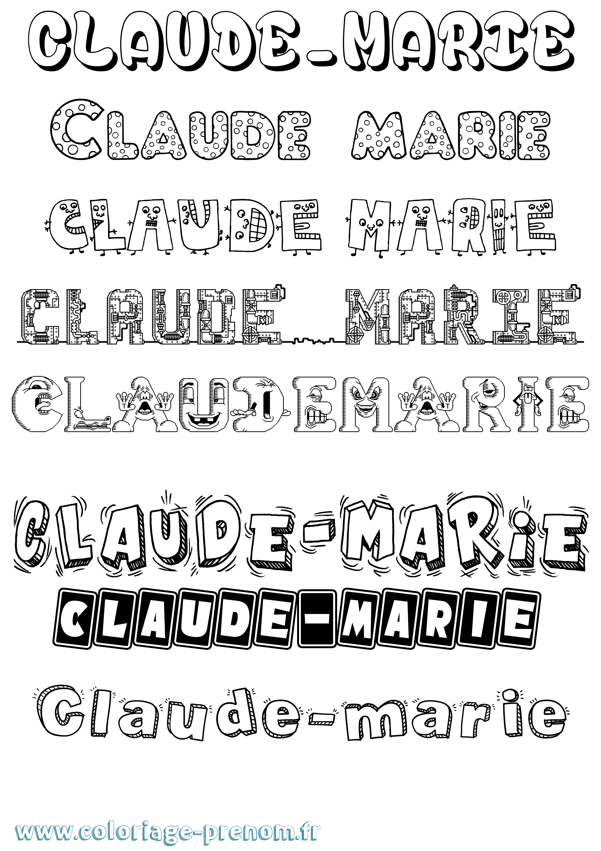Coloriage Claude-Marie Fun Coloriage prénom Claude-Marie Fun