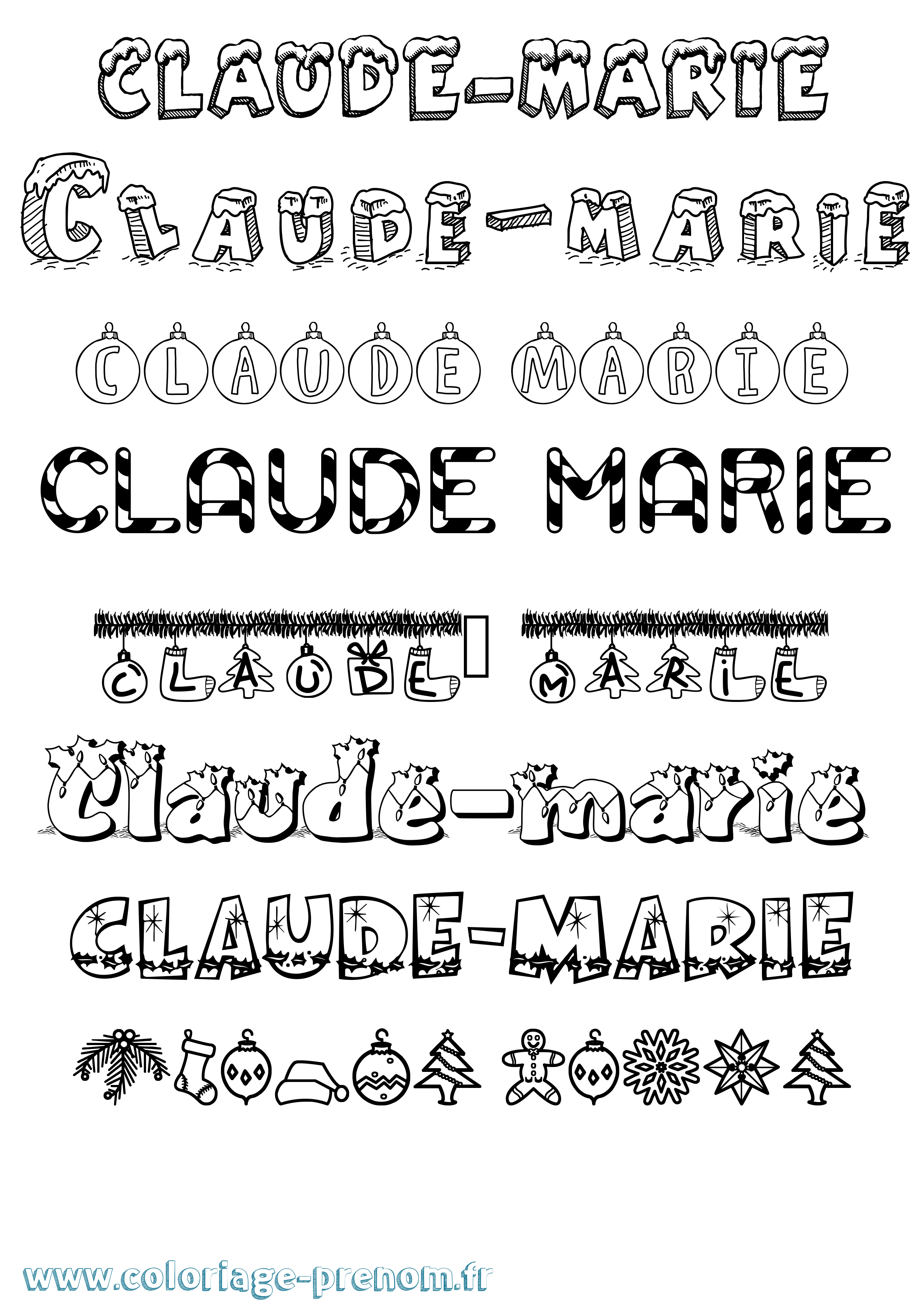Coloriage Claude-Marie Noël Coloriage prénom Claude-Marie Noël