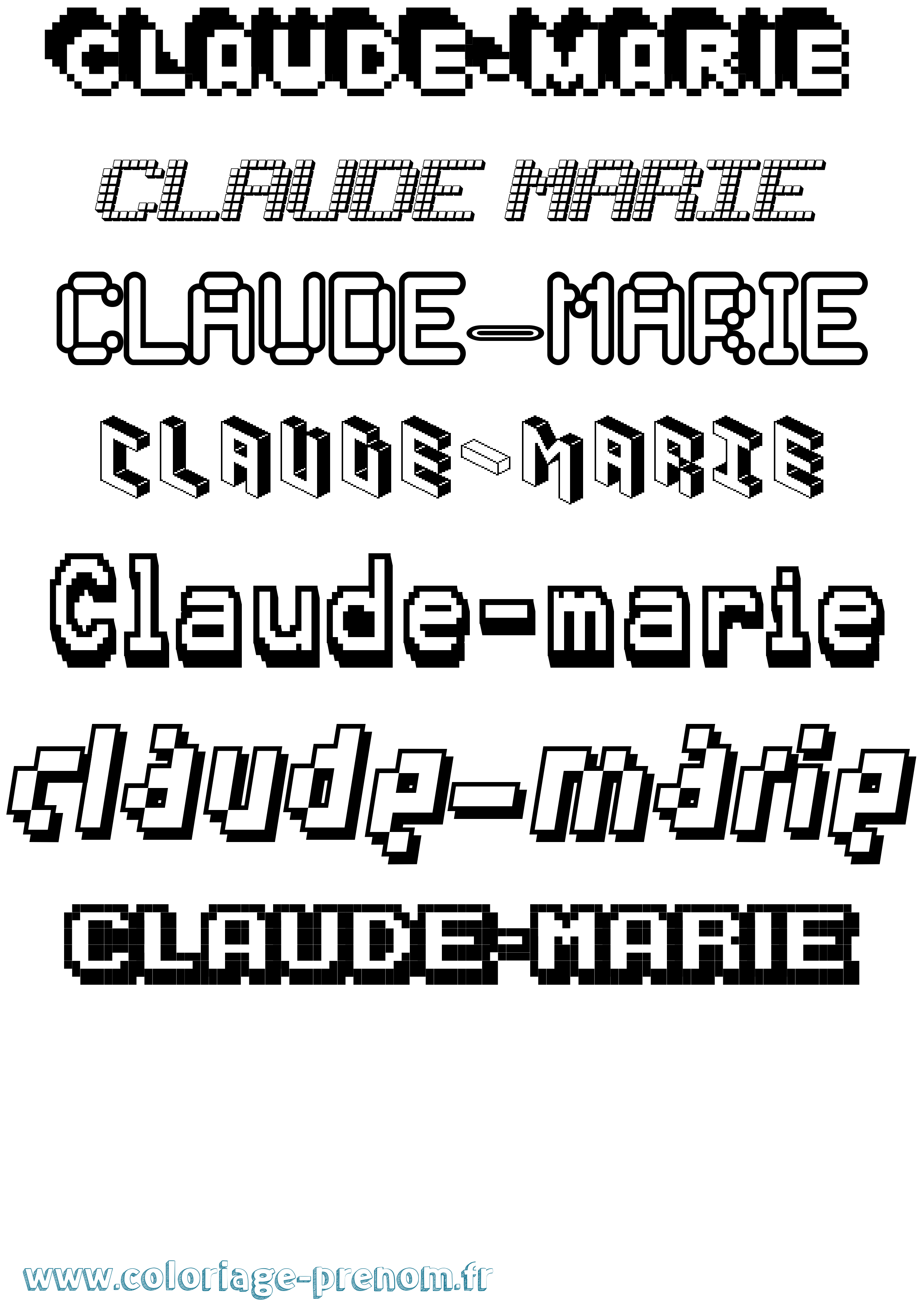 Coloriage Claude-Marie Pixel Coloriage prénom Claude-Marie Pixel
